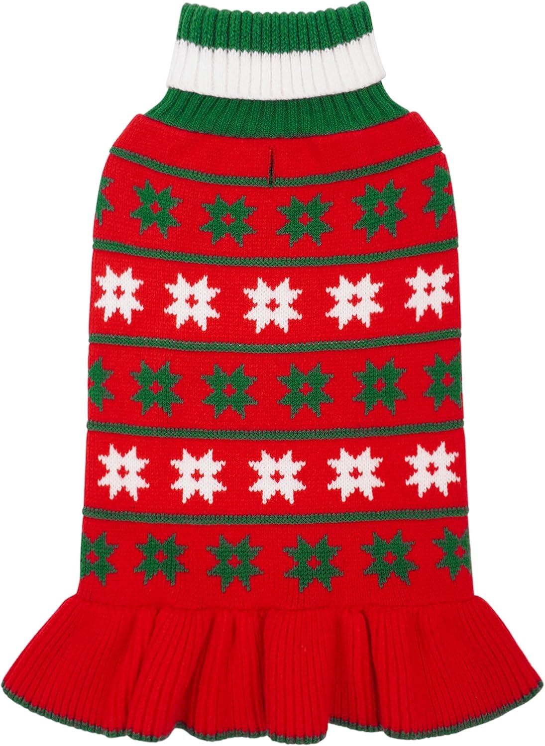 image:imageKYEESE Dog Sweaters with Leash Hole for Small Dogs Turtleneck Dog Sweater Dress for Girl Polka Dot Knit Pullover Doggie Sweater Warm Pet Sweater08 Girl Red