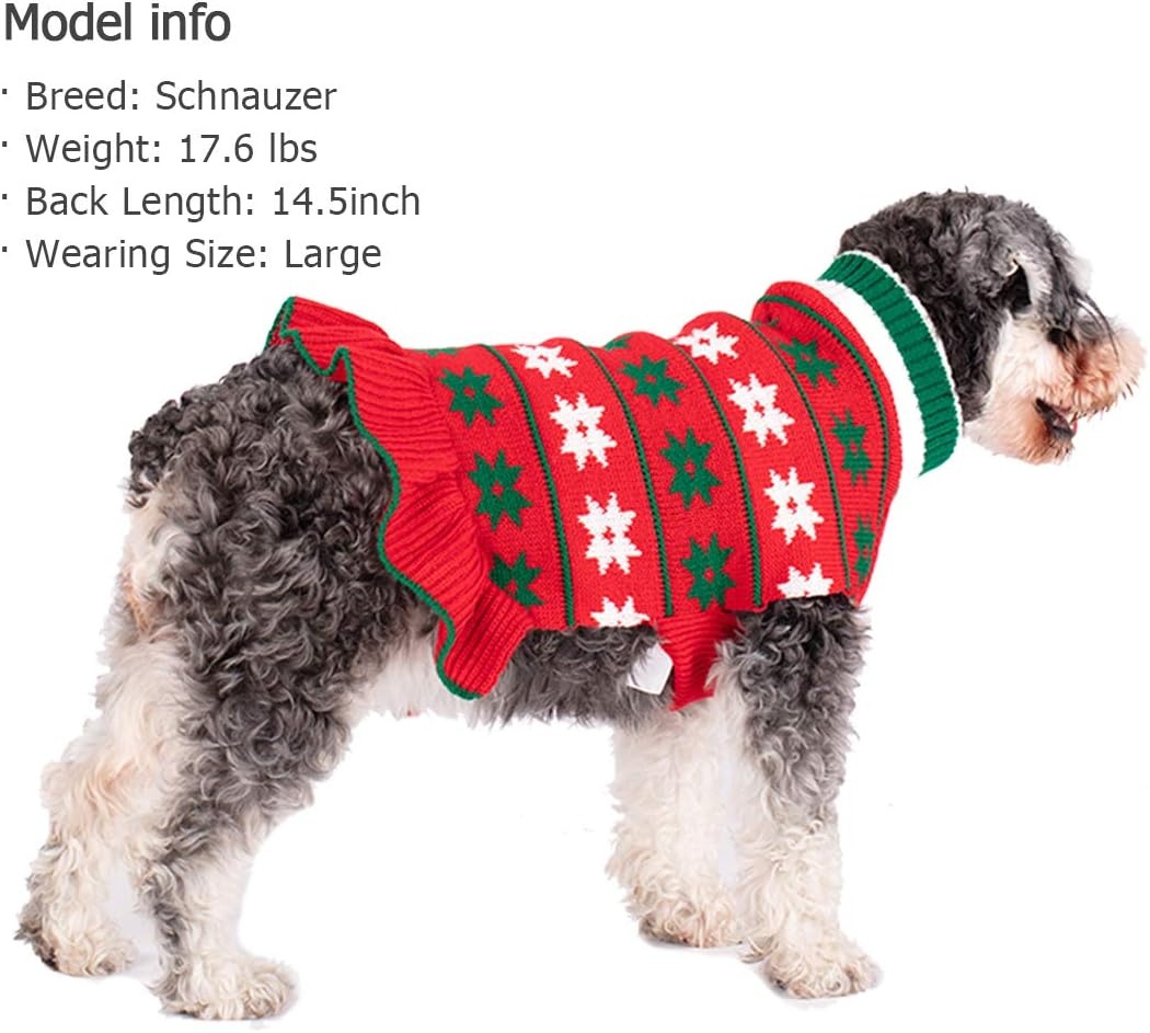 image:imageKYEESE Dog Sweaters with Leash Hole for Small Dogs Turtleneck Dog Sweater Dress for Girl Polka Dot Knit Pullover Doggie Sweater Warm Pet Sweater08 Girl Red