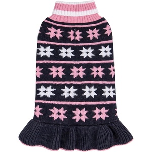 image:imageKYEESE Dog Sweaters with Leash Hole for Small Dogs Turtleneck Dog Sweater Dress for Girl Polka Dot Knit Pullover Doggie Sweater Warm Pet Sweater06 Girl Navyblue