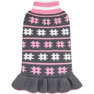 image:imageKYEESE Dog Sweaters with Leash Hole for Small Dogs Turtleneck Dog Sweater Dress for Girl Polka Dot Knit Pullover Doggie Sweater Warm Pet Sweater07 Girl Grey