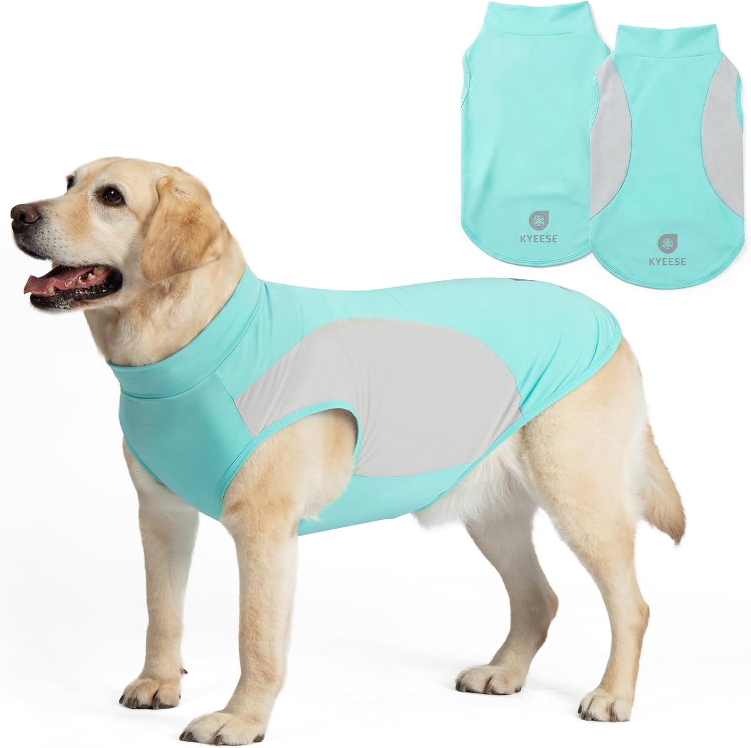 image:imageKYEESE 2Pack Dog Cooling Shirt Breathable Dog Shirt for Small Dogs Boy Sun Protection Reflective Pet Vest Lightweight Soft Tank Top Sleeveless Summer Dogs Clothes Blue LBlue