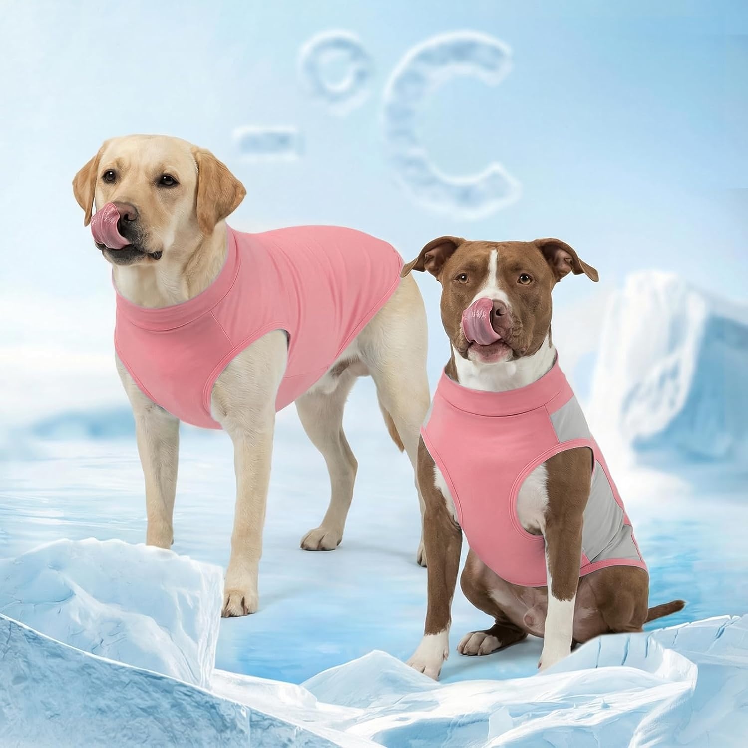 image:imageKYEESE 2Pack Dog Cooling Shirt Breathable Dog Shirt for Small Dogs Boy Sun Protection Reflective Pet Vest Lightweight Soft Tank Top Sleeveless Summer Dogs Clothes Blue LPink