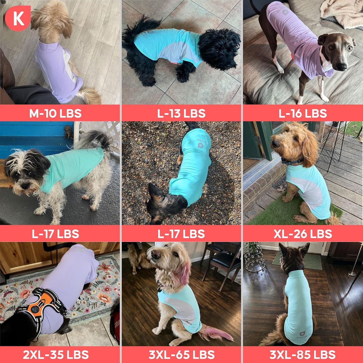 image:imageKYEESE 2Pack Dog Cooling Shirt Breathable Dog Shirt for Small Dogs Boy Sun Protection Reflective Pet Vest Lightweight Soft Tank Top Sleeveless Summer Dogs Clothes Blue LBlue