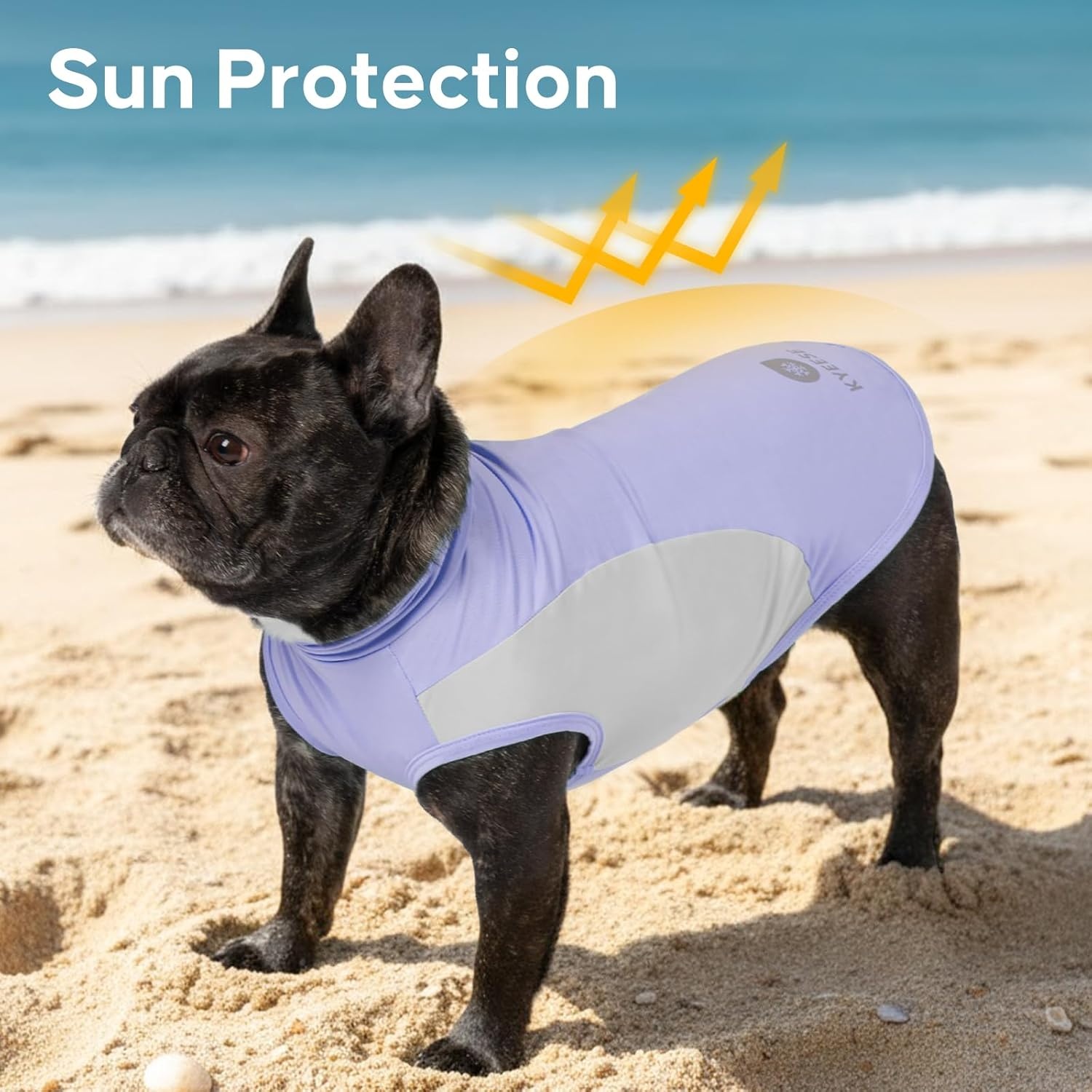 image:imageKYEESE 2Pack Dog Cooling Shirt Breathable Dog Shirt for Small Dogs Boy Sun Protection Reflective Pet Vest Lightweight Soft Tank Top Sleeveless Summer Dogs Clothes Blue LPurple