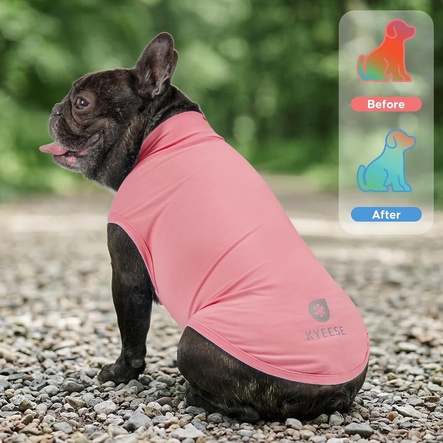 image:imageKYEESE 2Pack Dog Cooling Shirt Breathable Dog Shirt for Small Dogs Boy Sun Protection Reflective Pet Vest Lightweight Soft Tank Top Sleeveless Summer Dogs Clothes Blue LPink