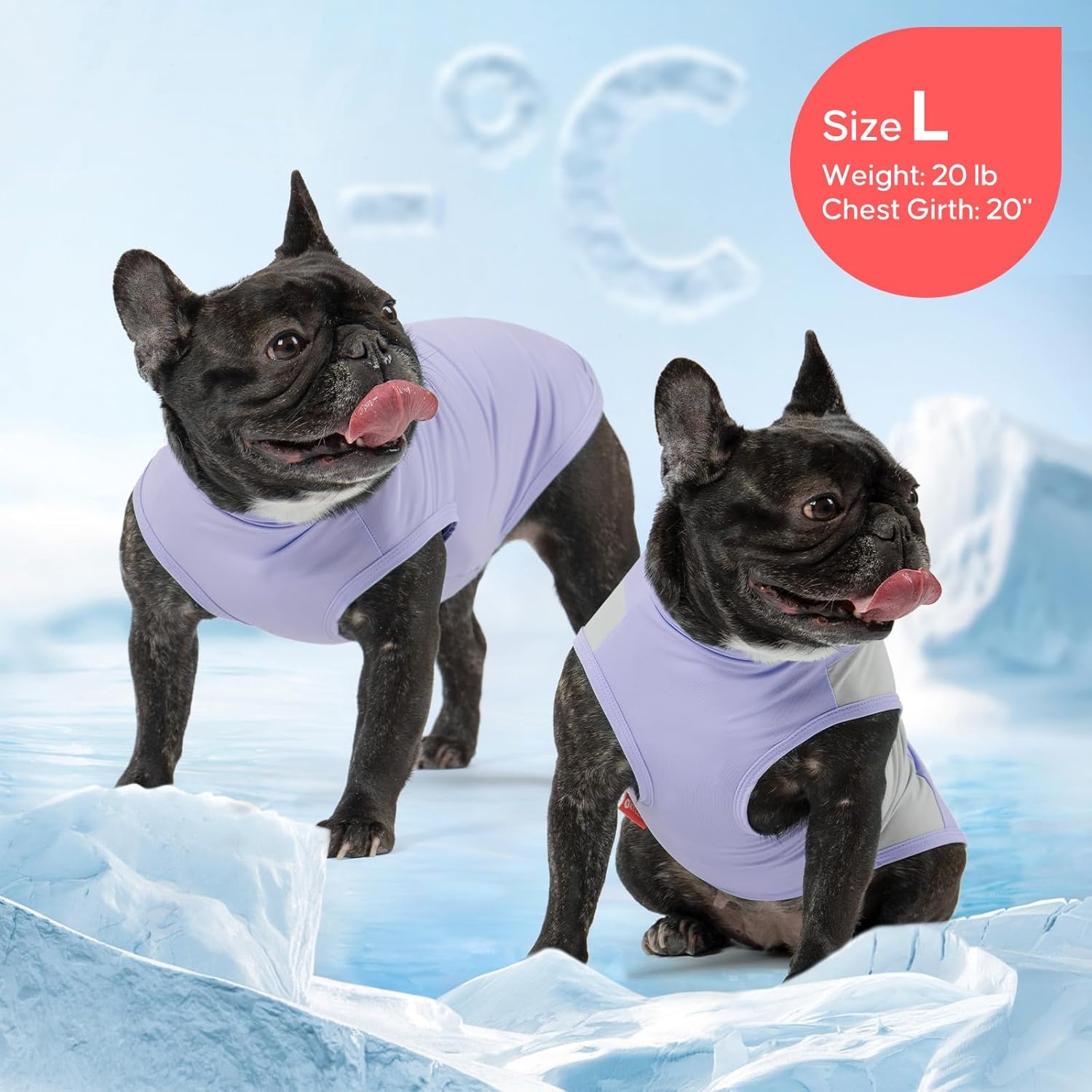 image:imageKYEESE 2Pack Dog Cooling Shirt Breathable Dog Shirt for Small Dogs Boy Sun Protection Reflective Pet Vest Lightweight Soft Tank Top Sleeveless Summer Dogs Clothes Blue LPurple