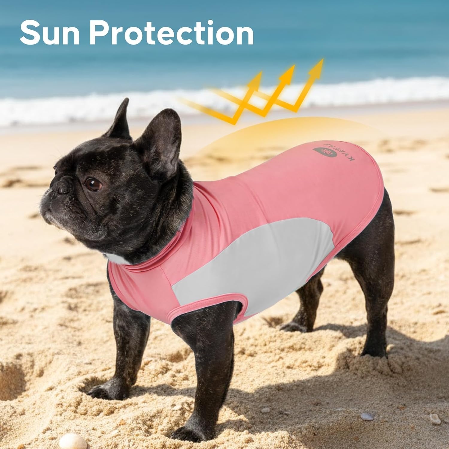 image:imageKYEESE 2Pack Dog Cooling Shirt Breathable Dog Shirt for Small Dogs Boy Sun Protection Reflective Pet Vest Lightweight Soft Tank Top Sleeveless Summer Dogs Clothes Blue LPink