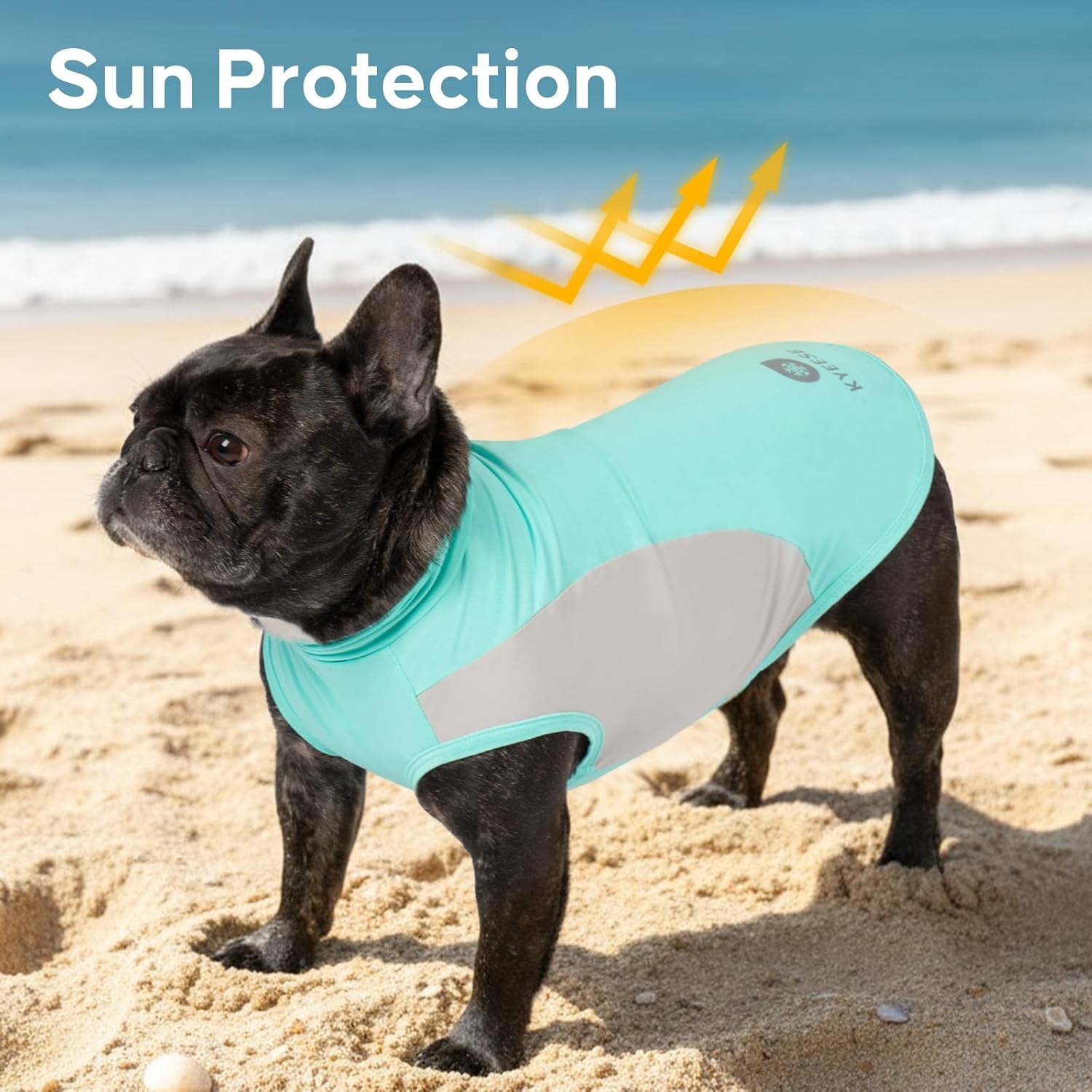 image:imageKYEESE 2Pack Dog Cooling Shirt Breathable Dog Shirt for Small Dogs Boy Sun Protection Reflective Pet Vest Lightweight Soft Tank Top Sleeveless Summer Dogs Clothes Blue LBlue