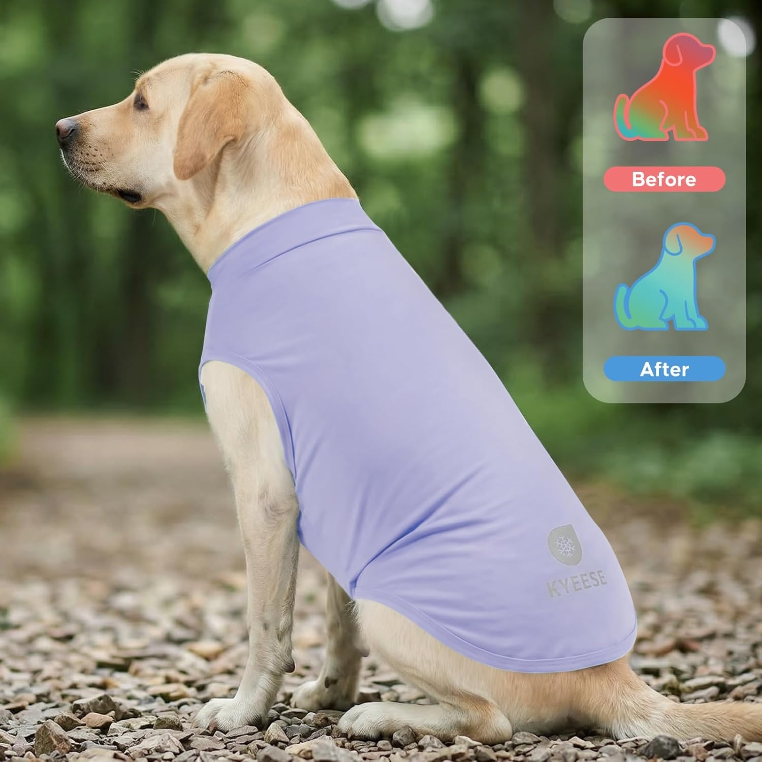 image:imageKYEESE 2Pack Dog Cooling Shirt Breathable Dog Shirt for Small Dogs Boy Sun Protection Reflective Pet Vest Lightweight Soft Tank Top Sleeveless Summer Dogs Clothes Blue LPurple