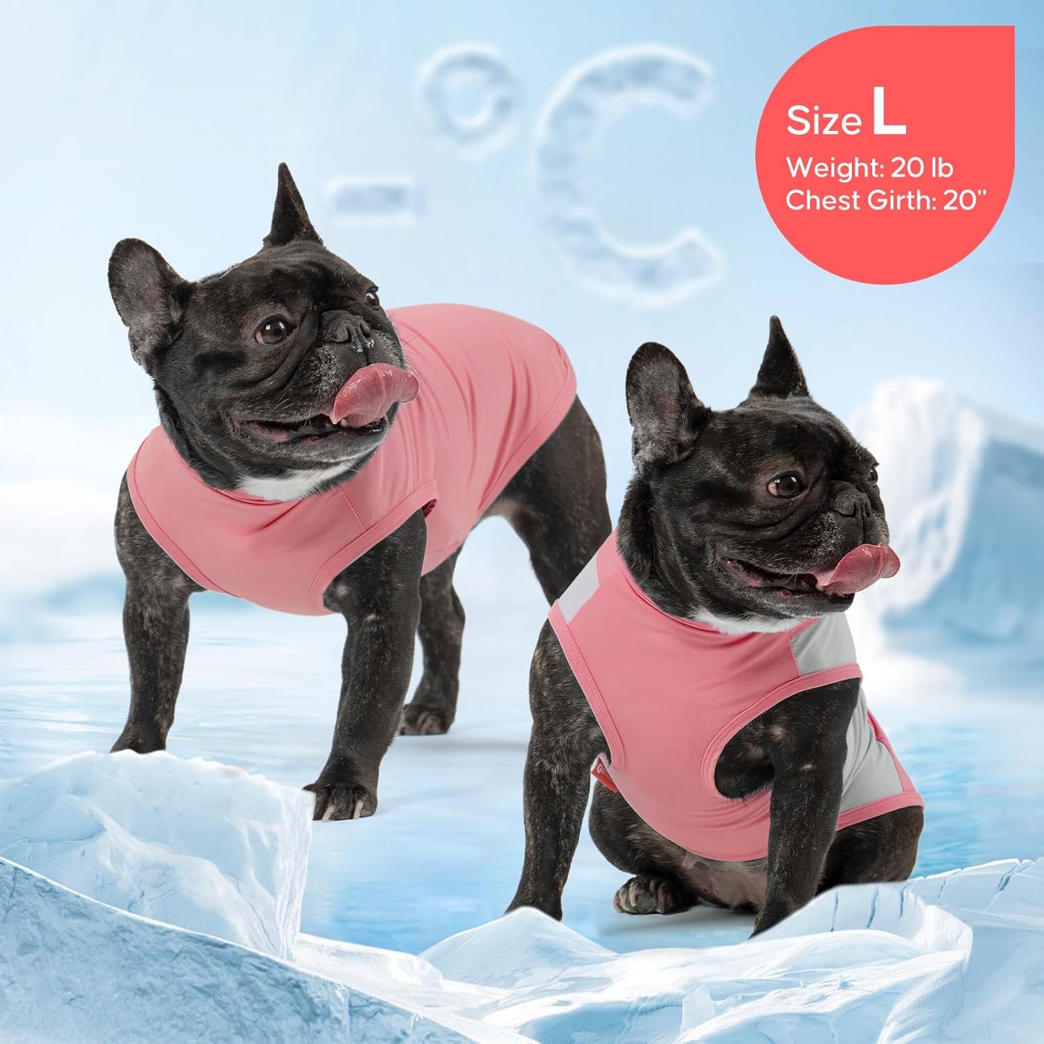 image:imageKYEESE 2Pack Dog Cooling Shirt Breathable Dog Shirt for Small Dogs Boy Sun Protection Reflective Pet Vest Lightweight Soft Tank Top Sleeveless Summer Dogs Clothes Blue LPink