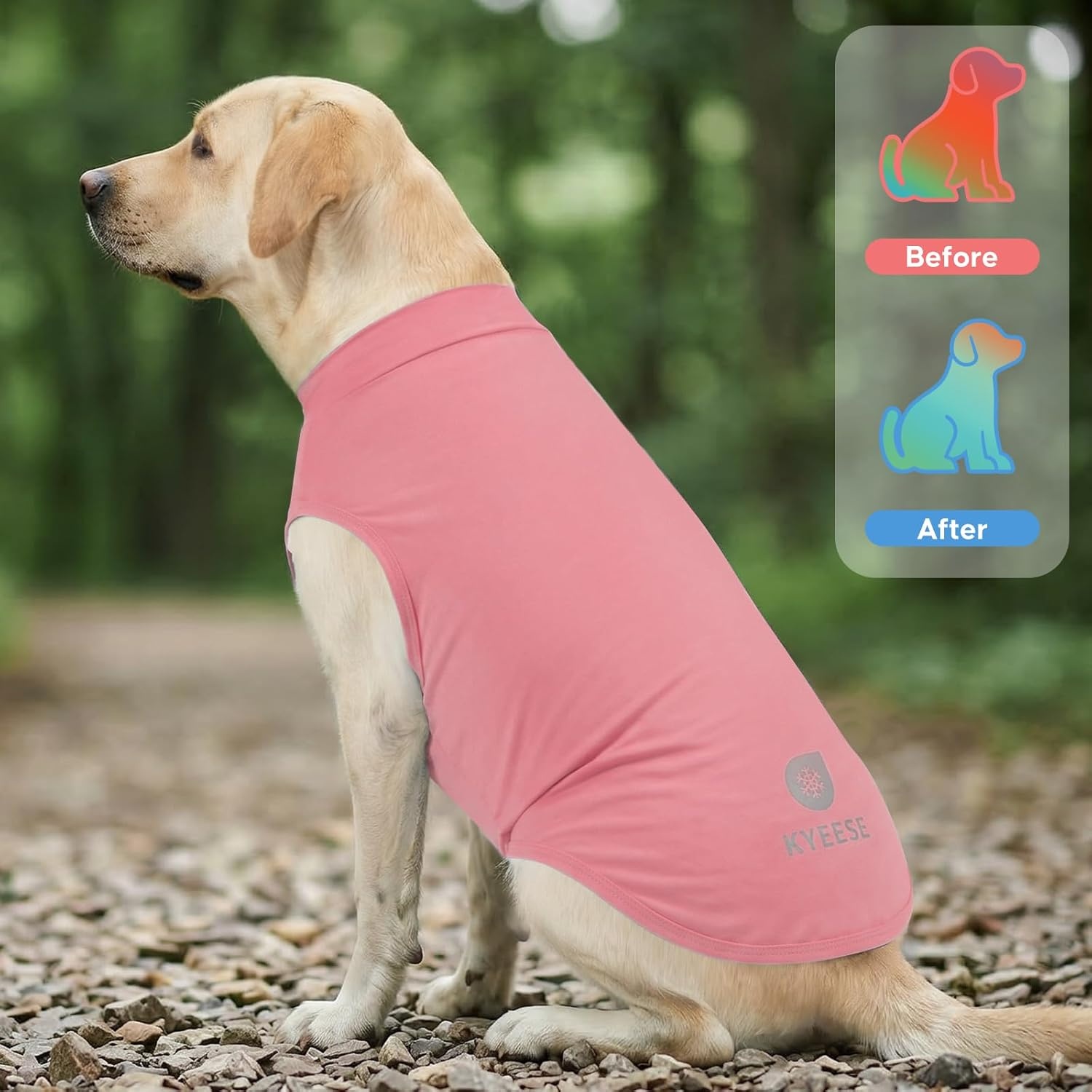 image:imageKYEESE 2Pack Dog Cooling Shirt Breathable Dog Shirt for Small Dogs Boy Sun Protection Reflective Pet Vest Lightweight Soft Tank Top Sleeveless Summer Dogs Clothes Blue LPink