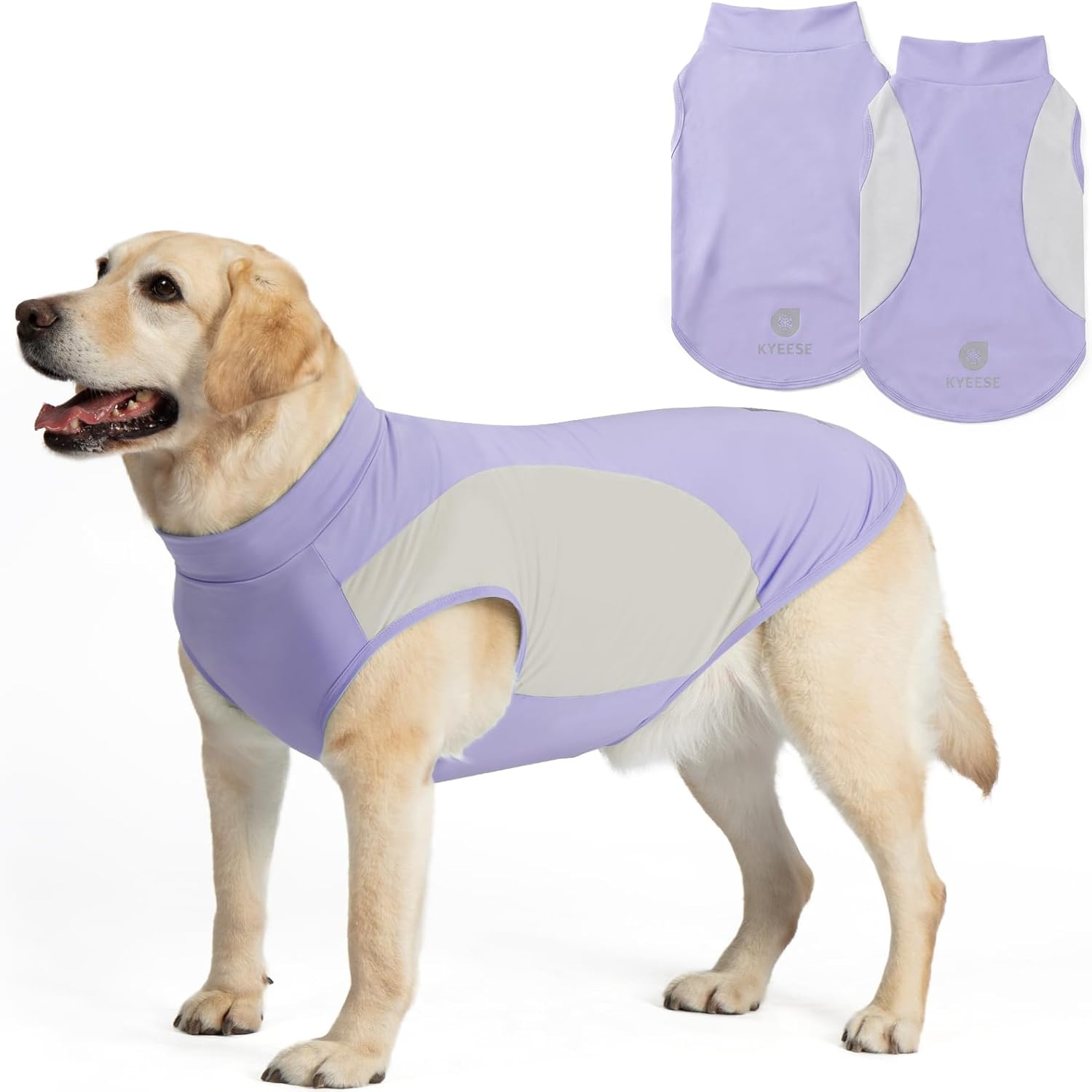 image:imageKYEESE 2Pack Dog Cooling Shirt Breathable Dog Shirt for Small Dogs Boy Sun Protection Reflective Pet Vest Lightweight Soft Tank Top Sleeveless Summer Dogs Clothes Blue LPurple