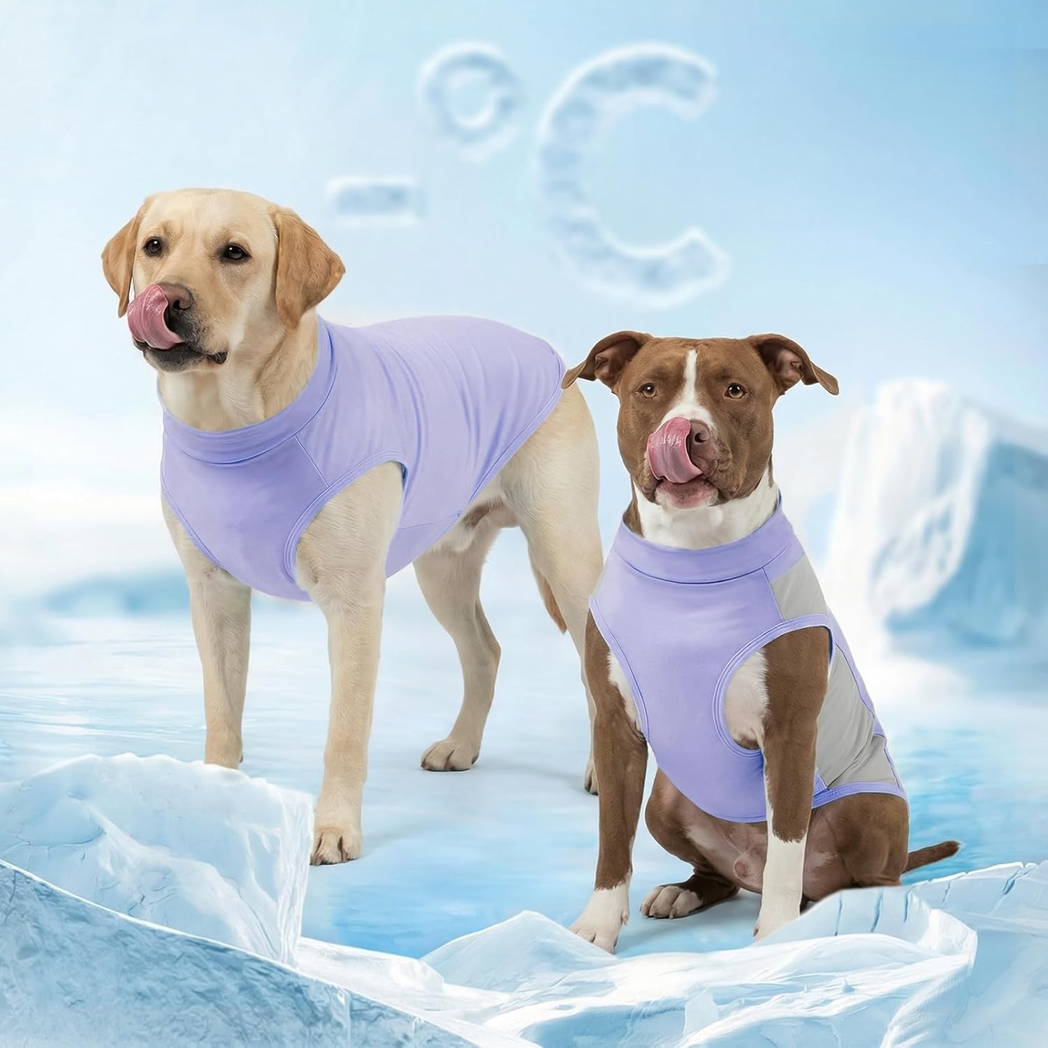 image:imageKYEESE 2Pack Dog Cooling Shirt Breathable Dog Shirt for Small Dogs Boy Sun Protection Reflective Pet Vest Lightweight Soft Tank Top Sleeveless Summer Dogs Clothes Blue LPurple