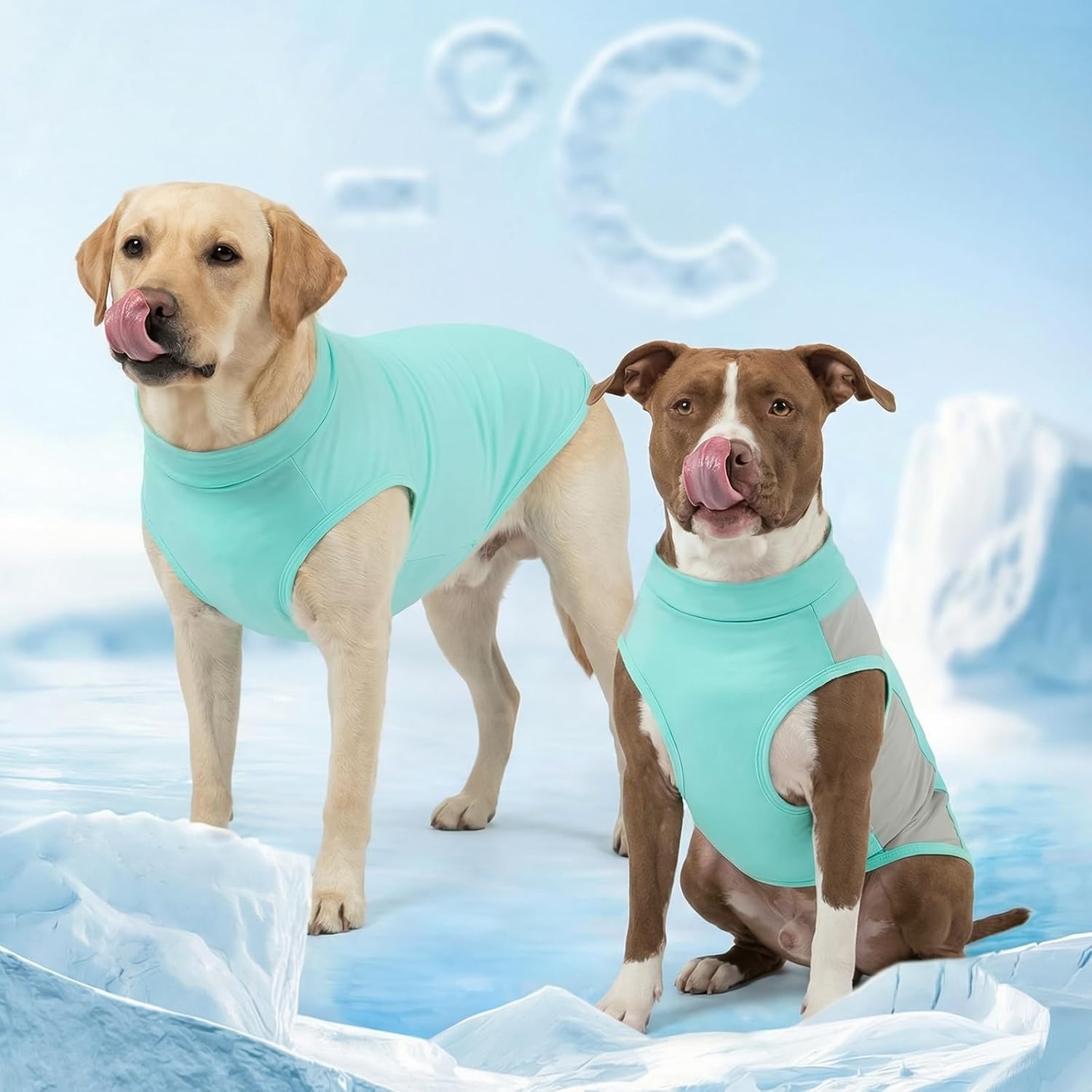 image:imageKYEESE 2Pack Dog Cooling Shirt Breathable Dog Shirt for Small Dogs Boy Sun Protection Reflective Pet Vest Lightweight Soft Tank Top Sleeveless Summer Dogs Clothes Blue LBlue