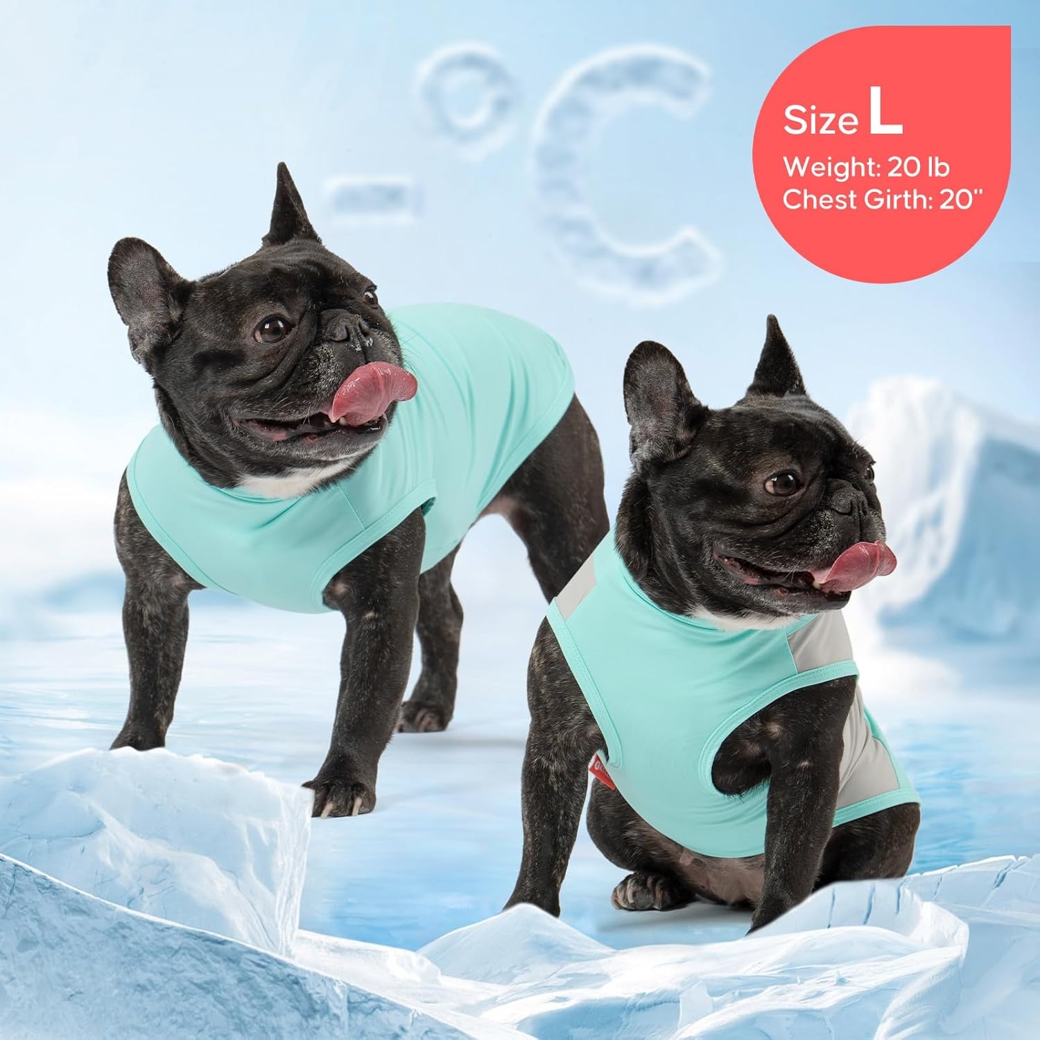 image:imageKYEESE 2Pack Dog Cooling Shirt Breathable Dog Shirt for Small Dogs Boy Sun Protection Reflective Pet Vest Lightweight Soft Tank Top Sleeveless Summer Dogs Clothes Blue LBlue