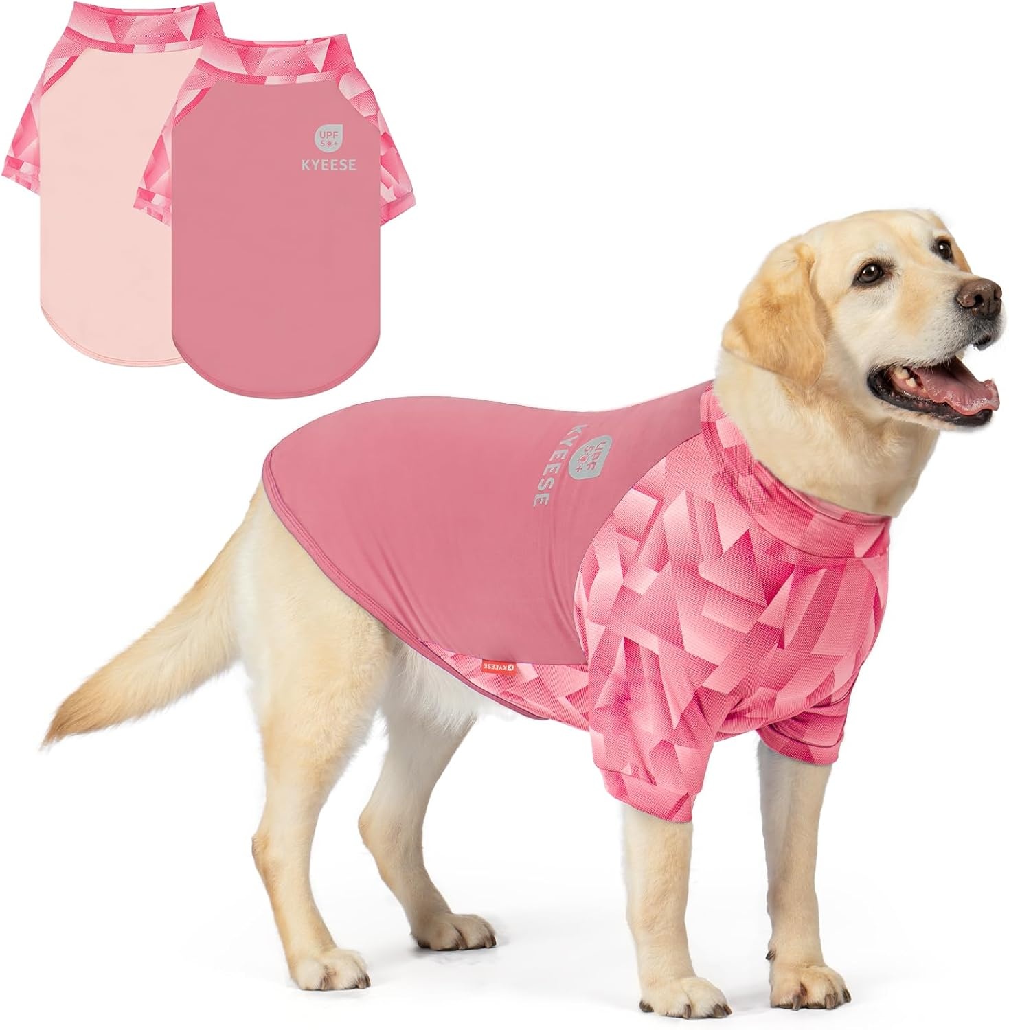 image:imageKYEESE 2Pack UV Protection Dog Shirt UPF 50 Cooling Dog T Shirts for Small Dogs Boy Breathable Reflective Dogs Sun Shirts with Sleeves Summer Pet Clothes Blue LPink