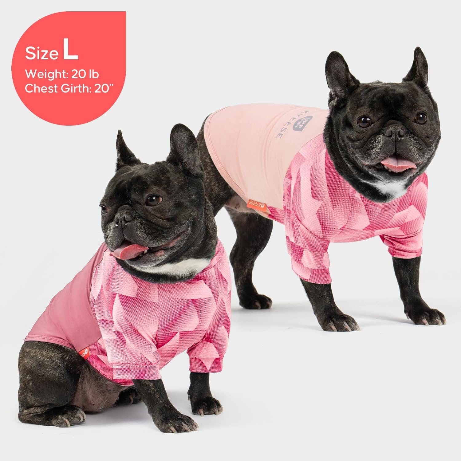 image:imageKYEESE 2Pack UV Protection Dog Shirt UPF 50 Cooling Dog T Shirts for Small Dogs Boy Breathable Reflective Dogs Sun Shirts with Sleeves Summer Pet Clothes Blue LPink