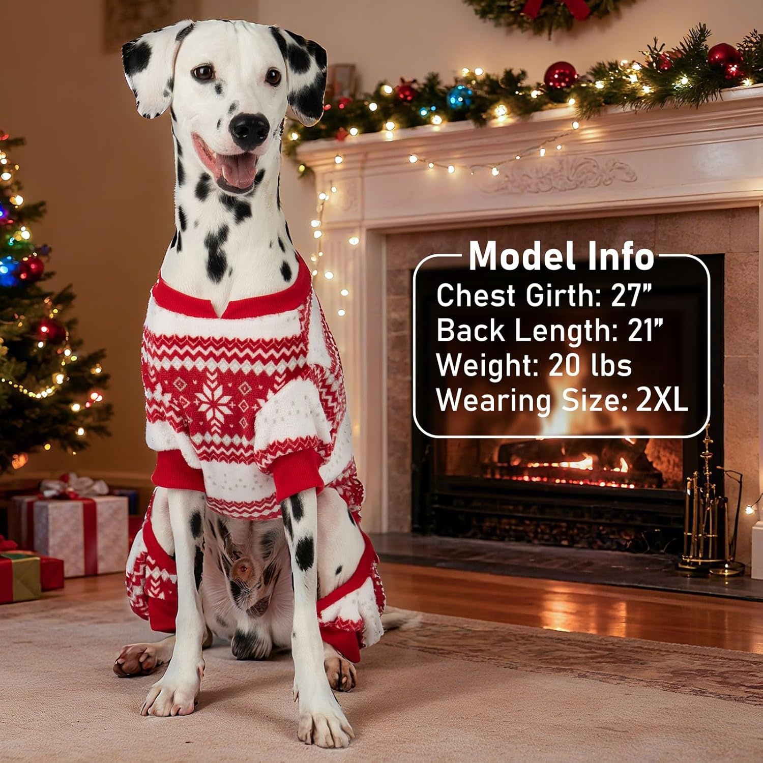 image:imageKYEESE Dog Christmas Pajamas Soft Fleece Holiday Dog Pajamas for Small Dogs Warm Winter Pet Onesie with Snowflake Pattern Lightweight Cozy Doggie Jumpsuit Pet Jumpsuit Large01 Snowflake