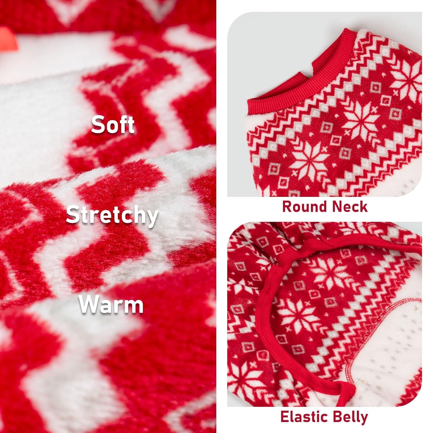 image:imageKYEESE Dog Christmas Pajamas Soft Fleece Holiday Dog Pajamas for Small Dogs Warm Winter Pet Onesie with Snowflake Pattern Lightweight Cozy Doggie Jumpsuit Pet Jumpsuit Large01 Snowflake