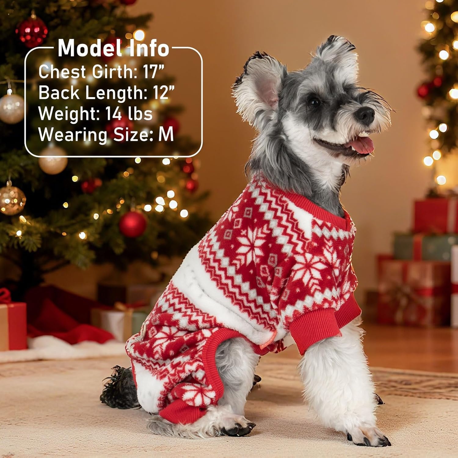 image:imageKYEESE Dog Christmas Pajamas Soft Fleece Holiday Dog Pajamas for Small Dogs Warm Winter Pet Onesie with Snowflake Pattern Lightweight Cozy Doggie Jumpsuit Pet Jumpsuit Large01 Snowflake