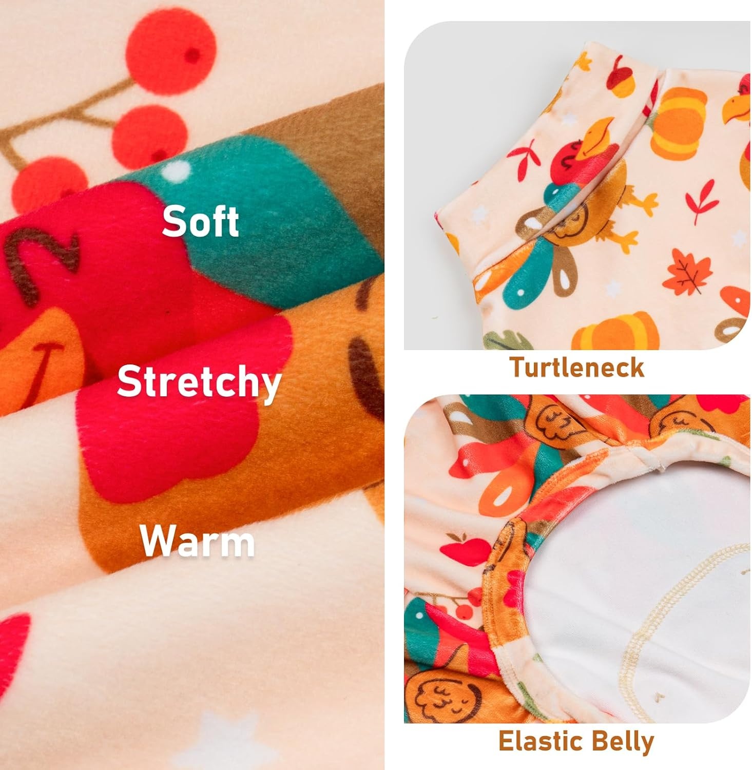 image:imageKYEESE Dog Christmas Pajamas Turtleneck Dog Pajamas for Small Dogs Soft Velvet Holiday Pet Onesie with 4 Legs Lightweight Onesie Cozy Warm Pet Sleepwear Cute Festive Doggie Outfit Medium09 Thanksgiving