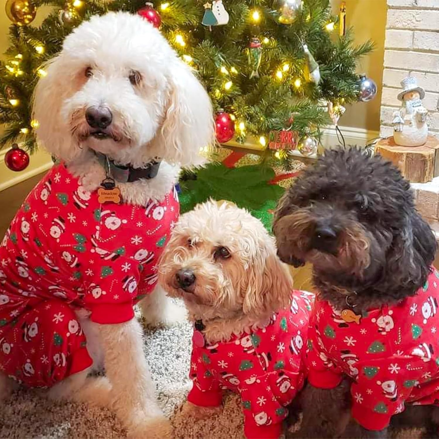 image:imageKYEESE Dog Christmas Pajamas Turtleneck Dog Pajamas for Small Dogs Soft Velvet Holiday Pet Onesie with 4 Legs Lightweight Onesie Cozy Warm Pet Sleepwear Cute Festive Doggie Outfit Medium02 Xmas