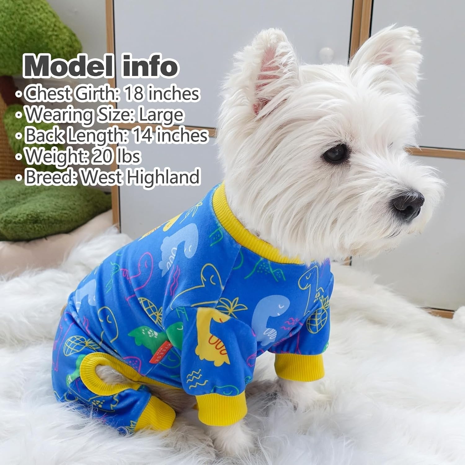 image:imageKYEESE Dog Christmas Pajamas Turtleneck Dog Pajamas for Small Dogs Soft Velvet Holiday Pet Onesie with 4 Legs Lightweight Onesie Cozy Warm Pet Sleepwear Cute Festive Doggie Outfit Medium04 Dinosaur