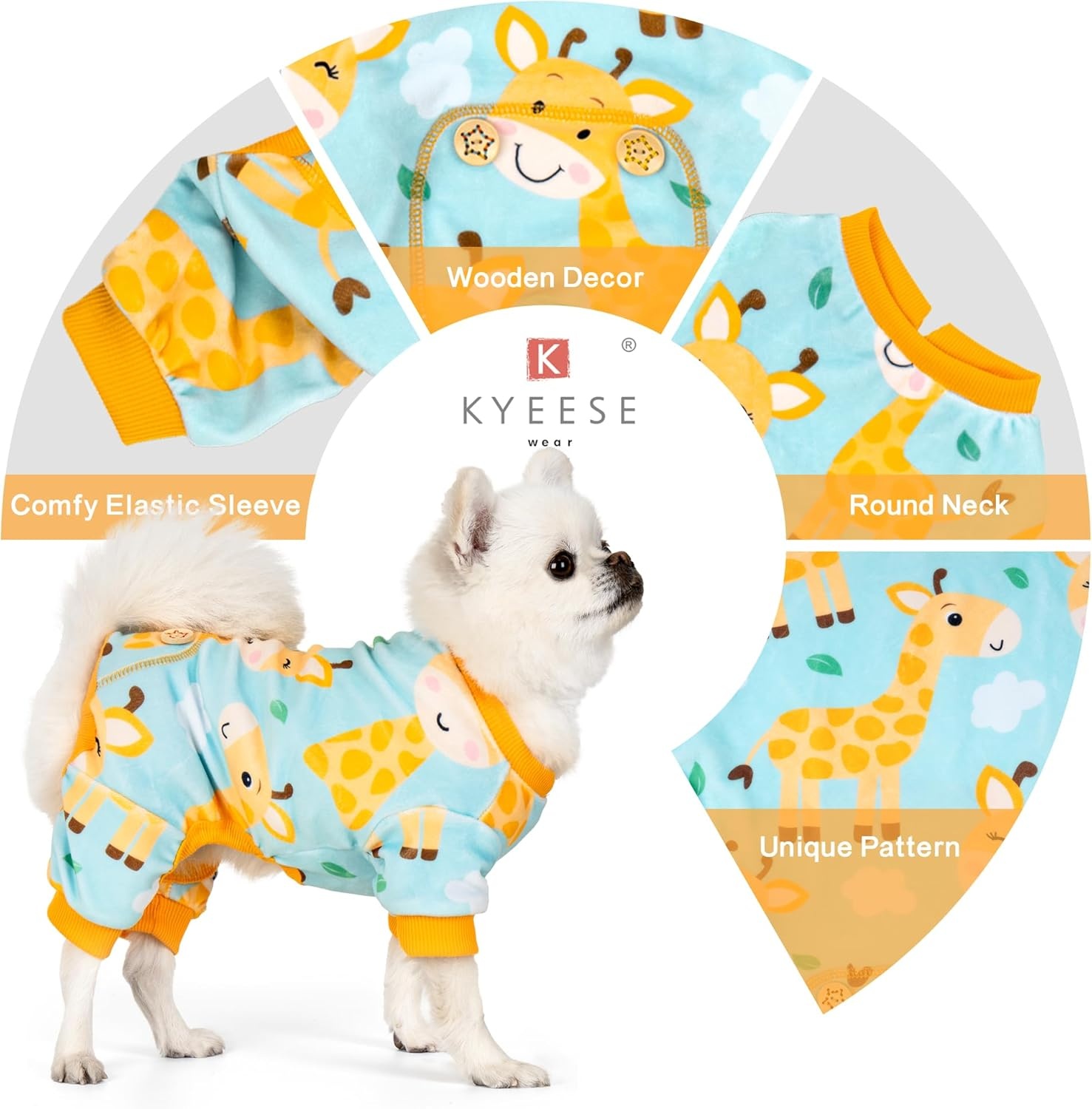 image:imageKYEESE Dog Christmas Pajamas Turtleneck Dog Pajamas for Small Dogs Soft Velvet Holiday Pet Onesie with 4 Legs Lightweight Onesie Cozy Warm Pet Sleepwear Cute Festive Doggie Outfit Medium05 Giraffe