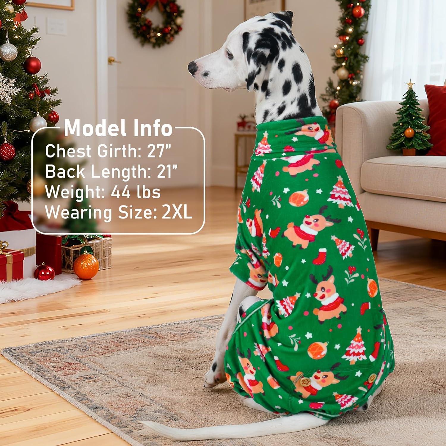 image:imageKYEESE Dog Christmas Pajamas Turtleneck Dog Pajamas for Small Dogs Soft Velvet Holiday Pet Onesie with 4 Legs Lightweight Onesie Cozy Warm Pet Sleepwear Cute Festive Doggie Outfit Medium03 ChristmasGreen