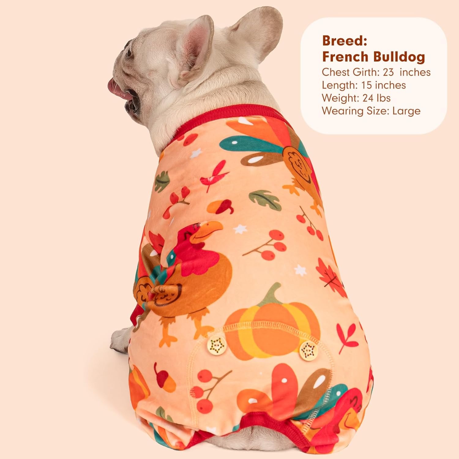 image:imageKYEESE Dog Christmas Pajamas Turtleneck Dog Pajamas for Small Dogs Soft Velvet Holiday Pet Onesie with 4 Legs Lightweight Onesie Cozy Warm Pet Sleepwear Cute Festive Doggie Outfit Medium09 Thanksgiving