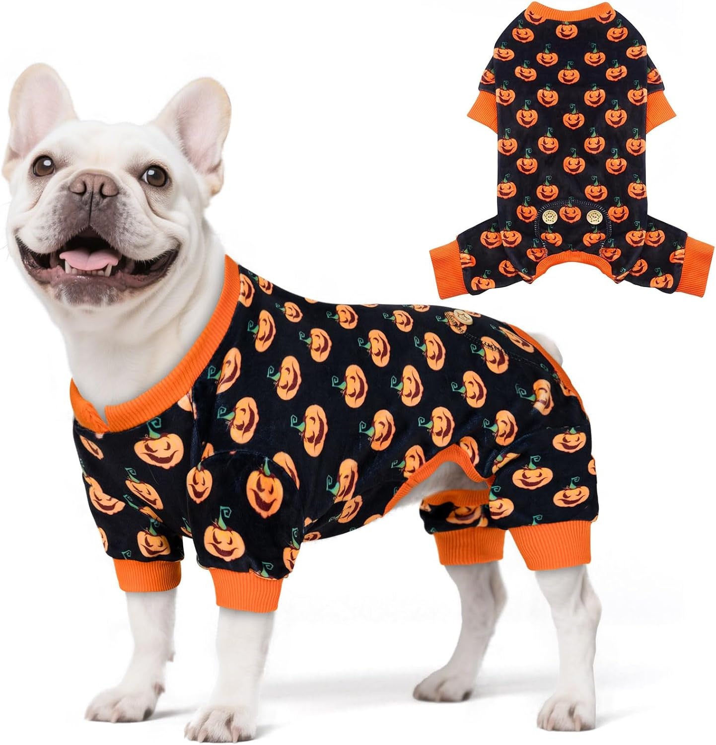 image:imageKYEESE Dog Christmas Pajamas Turtleneck Dog Pajamas for Small Dogs Soft Velvet Holiday Pet Onesie with 4 Legs Lightweight Onesie Cozy Warm Pet Sleepwear Cute Festive Doggie Outfit Medium08 Halloween