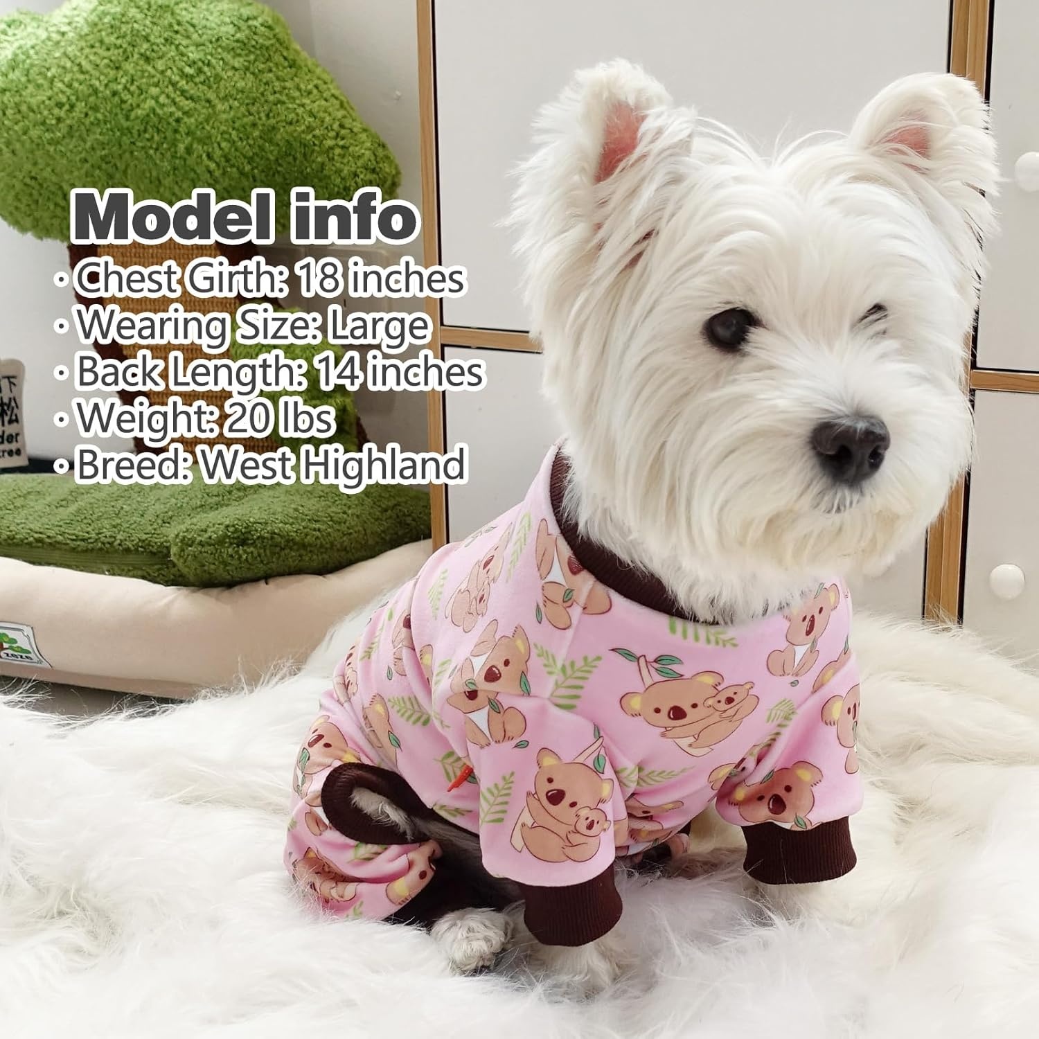 image:imageKYEESE Dog Christmas Pajamas Turtleneck Dog Pajamas for Small Dogs Soft Velvet Holiday Pet Onesie with 4 Legs Lightweight Onesie Cozy Warm Pet Sleepwear Cute Festive Doggie Outfit Medium07 Koala