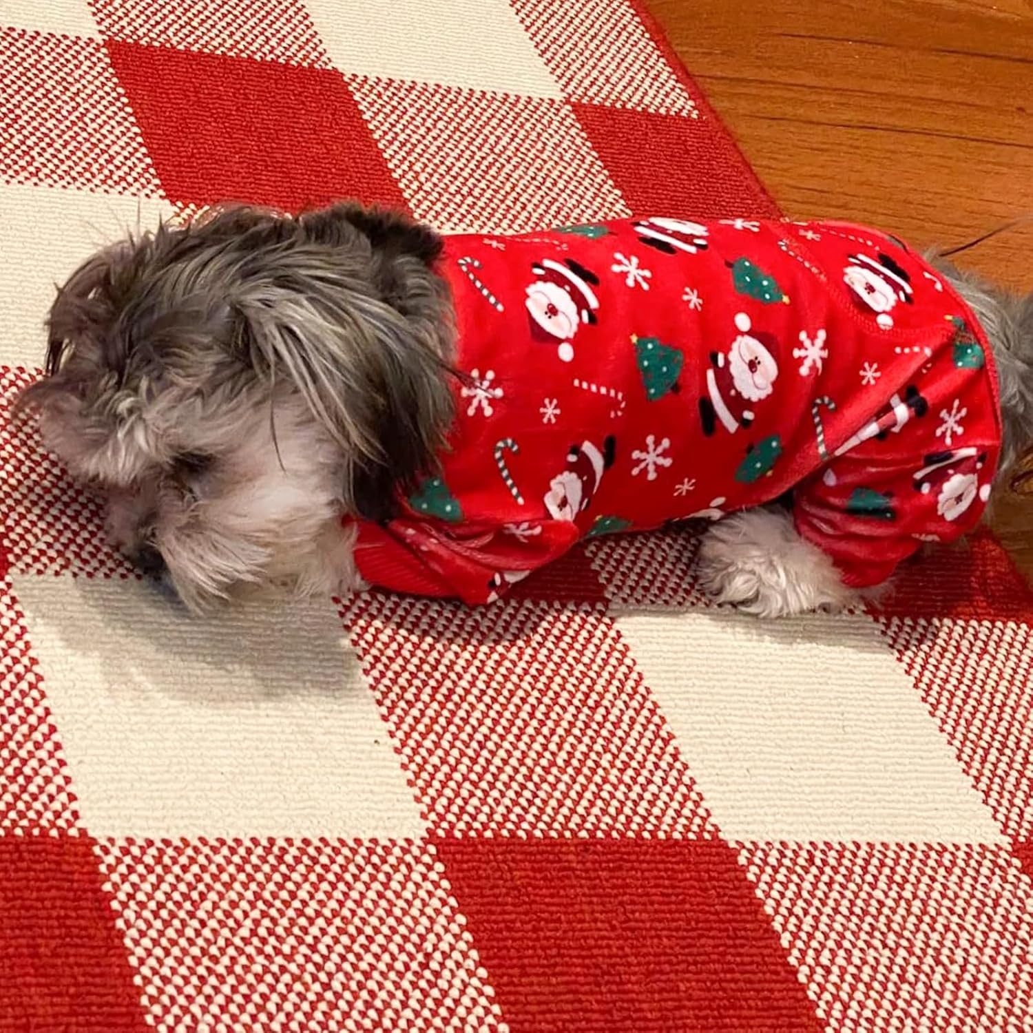 image:imageKYEESE Dog Christmas Pajamas Turtleneck Dog Pajamas for Small Dogs Soft Velvet Holiday Pet Onesie with 4 Legs Lightweight Onesie Cozy Warm Pet Sleepwear Cute Festive Doggie Outfit Medium02 Xmas