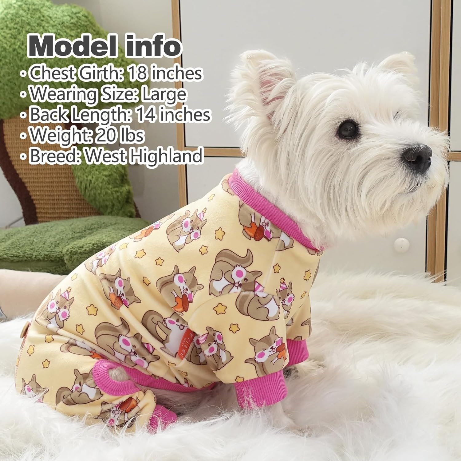 image:imageKYEESE Dog Christmas Pajamas Turtleneck Dog Pajamas for Small Dogs Soft Velvet Holiday Pet Onesie with 4 Legs Lightweight Onesie Cozy Warm Pet Sleepwear Cute Festive Doggie Outfit Medium06 Chipmunk