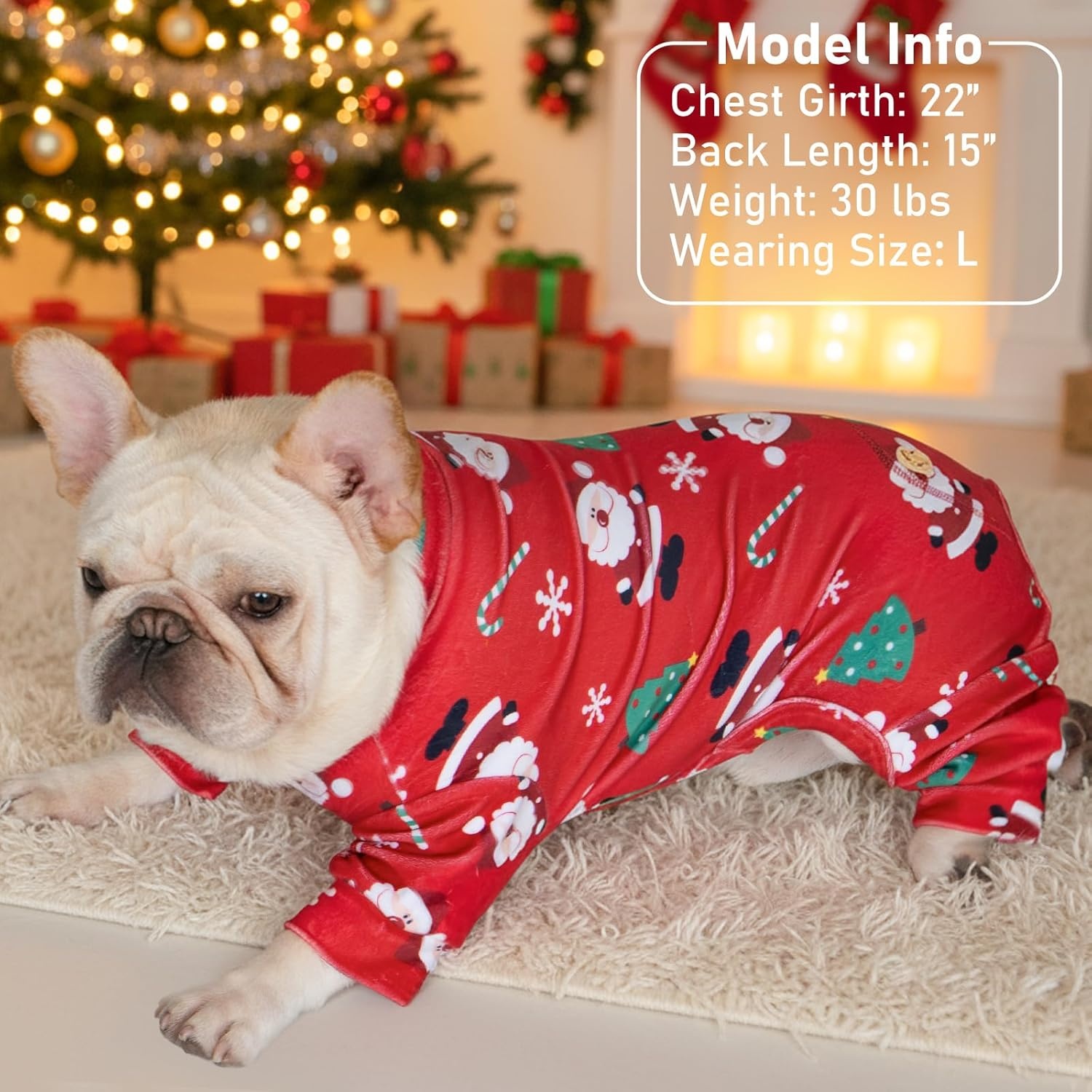 image:imageKYEESE Dog Christmas Pajamas Turtleneck Dog Pajamas for Small Dogs Soft Velvet Holiday Pet Onesie with 4 Legs Lightweight Onesie Cozy Warm Pet Sleepwear Cute Festive Doggie Outfit Medium02 Xmas