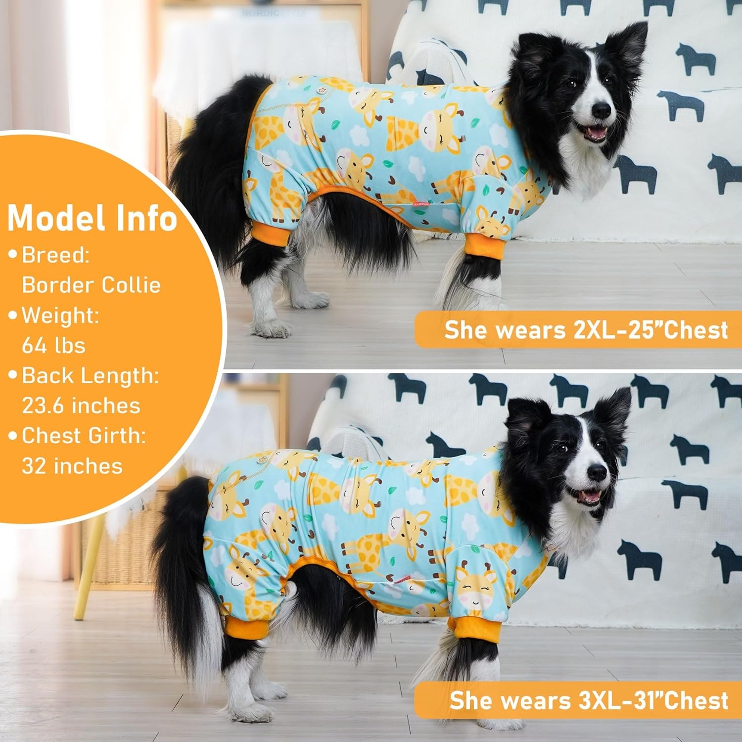 image:imageKYEESE Dog Christmas Pajamas Turtleneck Dog Pajamas for Small Dogs Soft Velvet Holiday Pet Onesie with 4 Legs Lightweight Onesie Cozy Warm Pet Sleepwear Cute Festive Doggie Outfit Medium05 Giraffe
