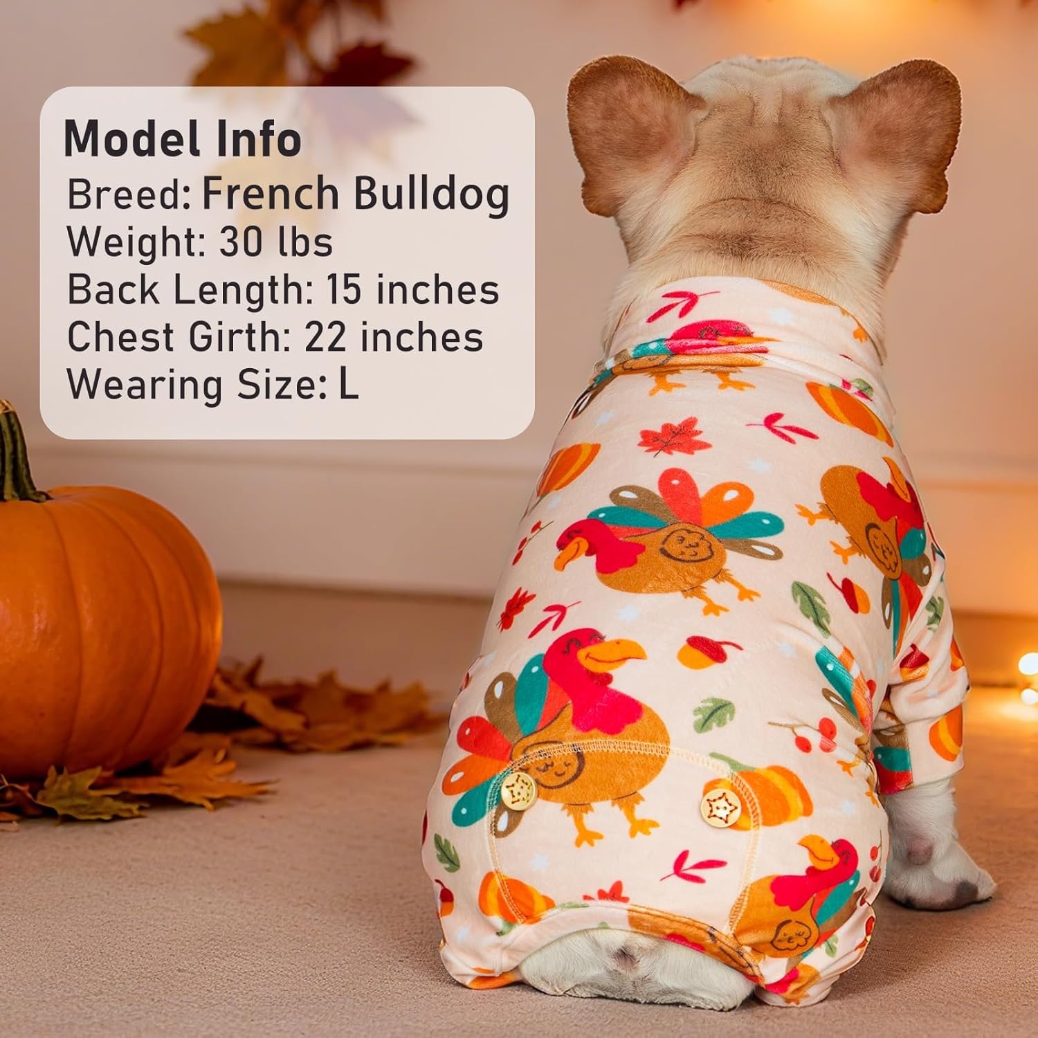 image:imageKYEESE Dog Christmas Pajamas Turtleneck Dog Pajamas for Small Dogs Soft Velvet Holiday Pet Onesie with 4 Legs Lightweight Onesie Cozy Warm Pet Sleepwear Cute Festive Doggie Outfit Medium09 Thanksgiving