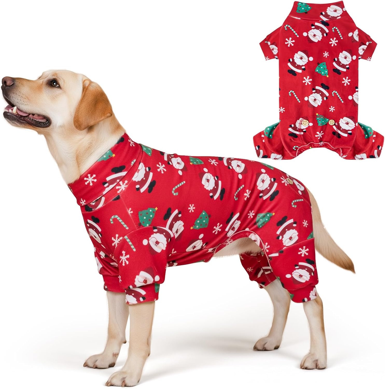 image:imageKYEESE Dog Christmas Pajamas Turtleneck Dog Pajamas for Small Dogs Soft Velvet Holiday Pet Onesie with 4 Legs Lightweight Onesie Cozy Warm Pet Sleepwear Cute Festive Doggie Outfit Medium02 Xmas