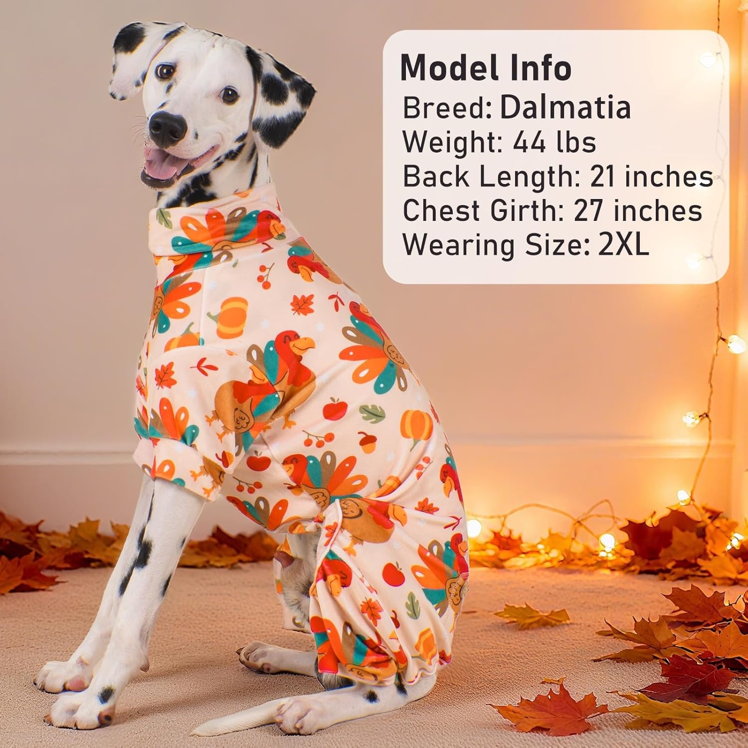image:imageKYEESE Dog Christmas Pajamas Turtleneck Dog Pajamas for Small Dogs Soft Velvet Holiday Pet Onesie with 4 Legs Lightweight Onesie Cozy Warm Pet Sleepwear Cute Festive Doggie Outfit Medium09 Thanksgiving