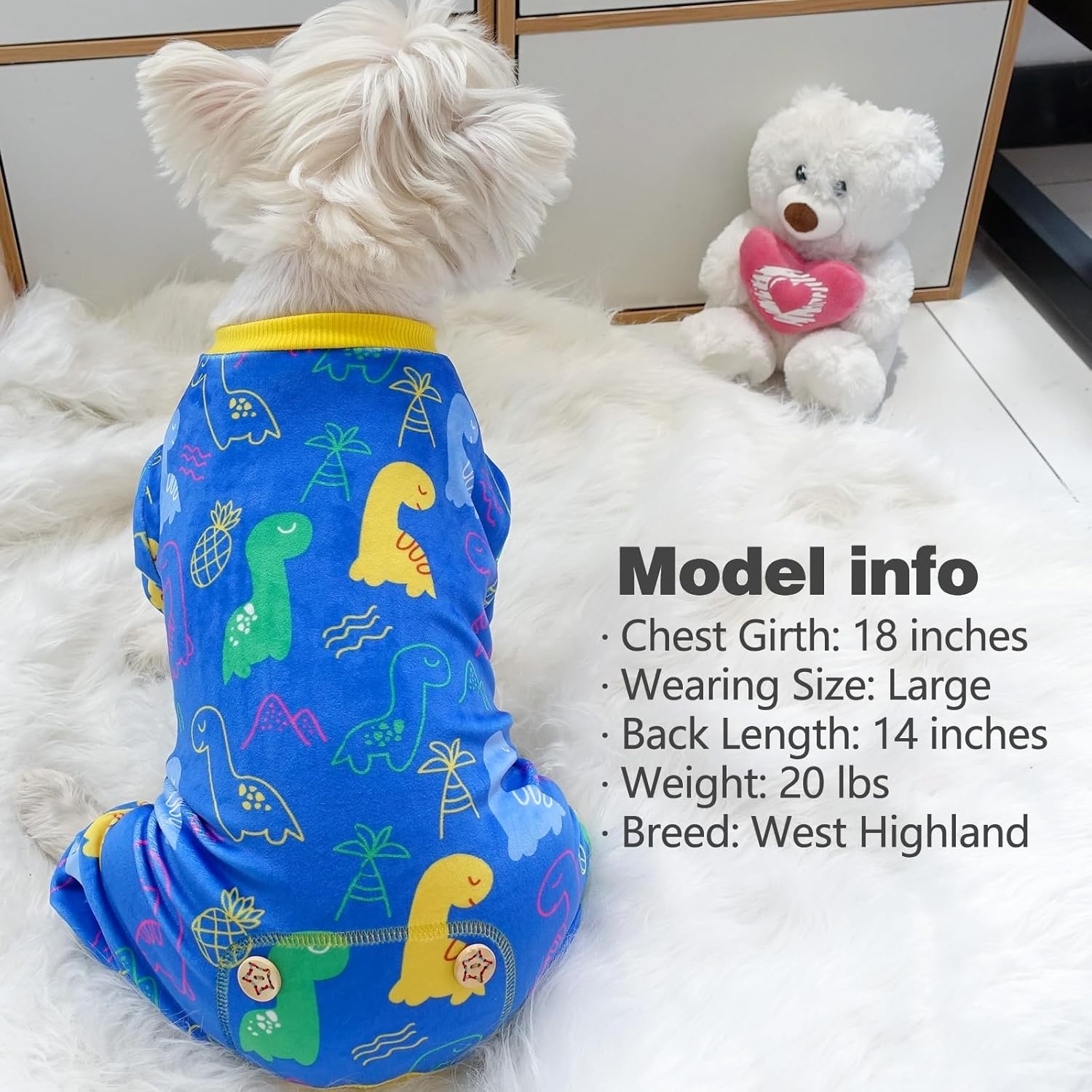 image:imageKYEESE Dog Christmas Pajamas Turtleneck Dog Pajamas for Small Dogs Soft Velvet Holiday Pet Onesie with 4 Legs Lightweight Onesie Cozy Warm Pet Sleepwear Cute Festive Doggie Outfit Medium04 Dinosaur
