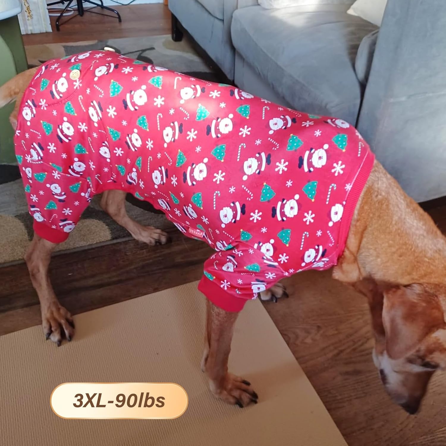 image:imageKYEESE Dog Christmas Pajamas Turtleneck Dog Pajamas for Small Dogs Soft Velvet Holiday Pet Onesie with 4 Legs Lightweight Onesie Cozy Warm Pet Sleepwear Cute Festive Doggie Outfit Medium02 Xmas