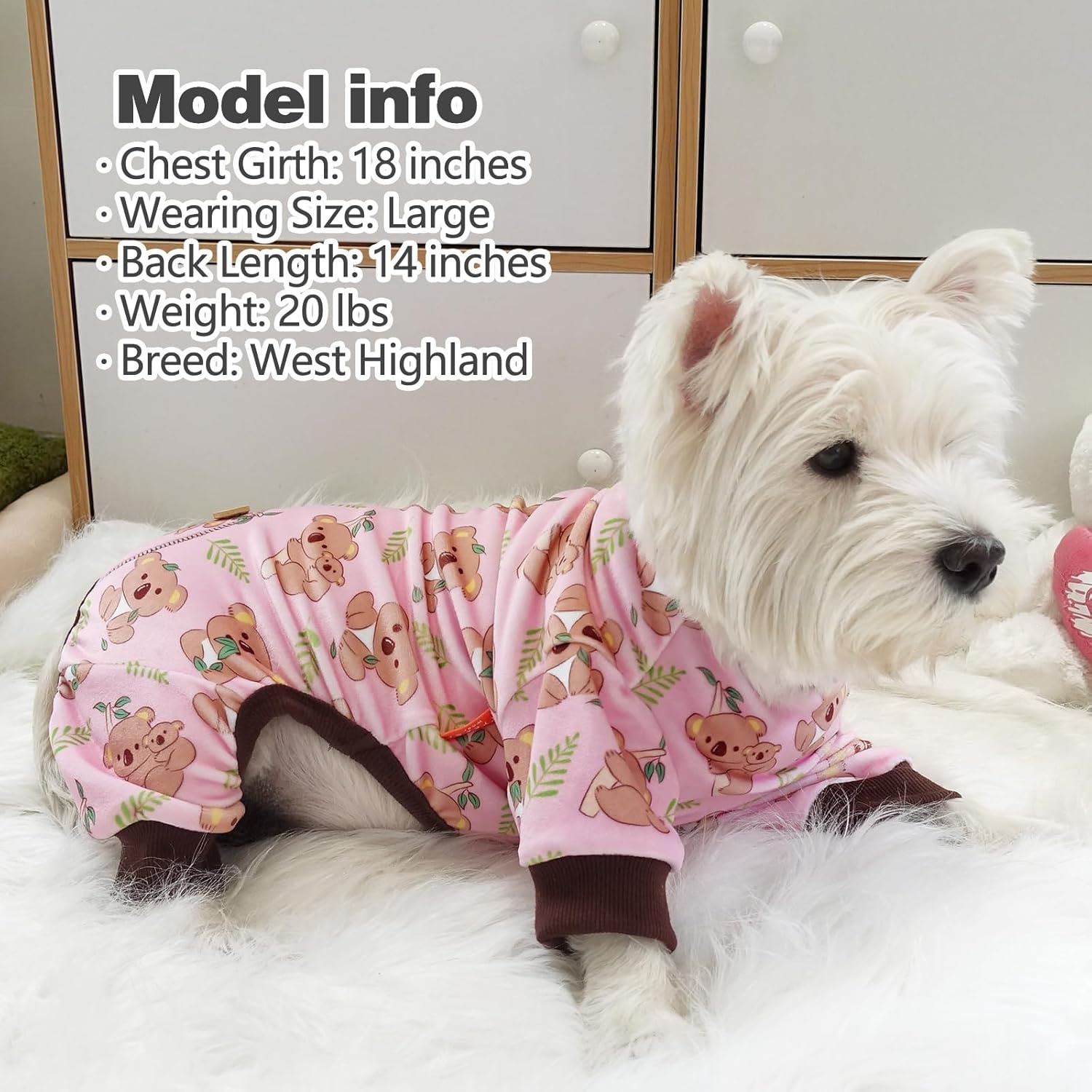 image:imageKYEESE Dog Christmas Pajamas Turtleneck Dog Pajamas for Small Dogs Soft Velvet Holiday Pet Onesie with 4 Legs Lightweight Onesie Cozy Warm Pet Sleepwear Cute Festive Doggie Outfit Medium07 Koala
