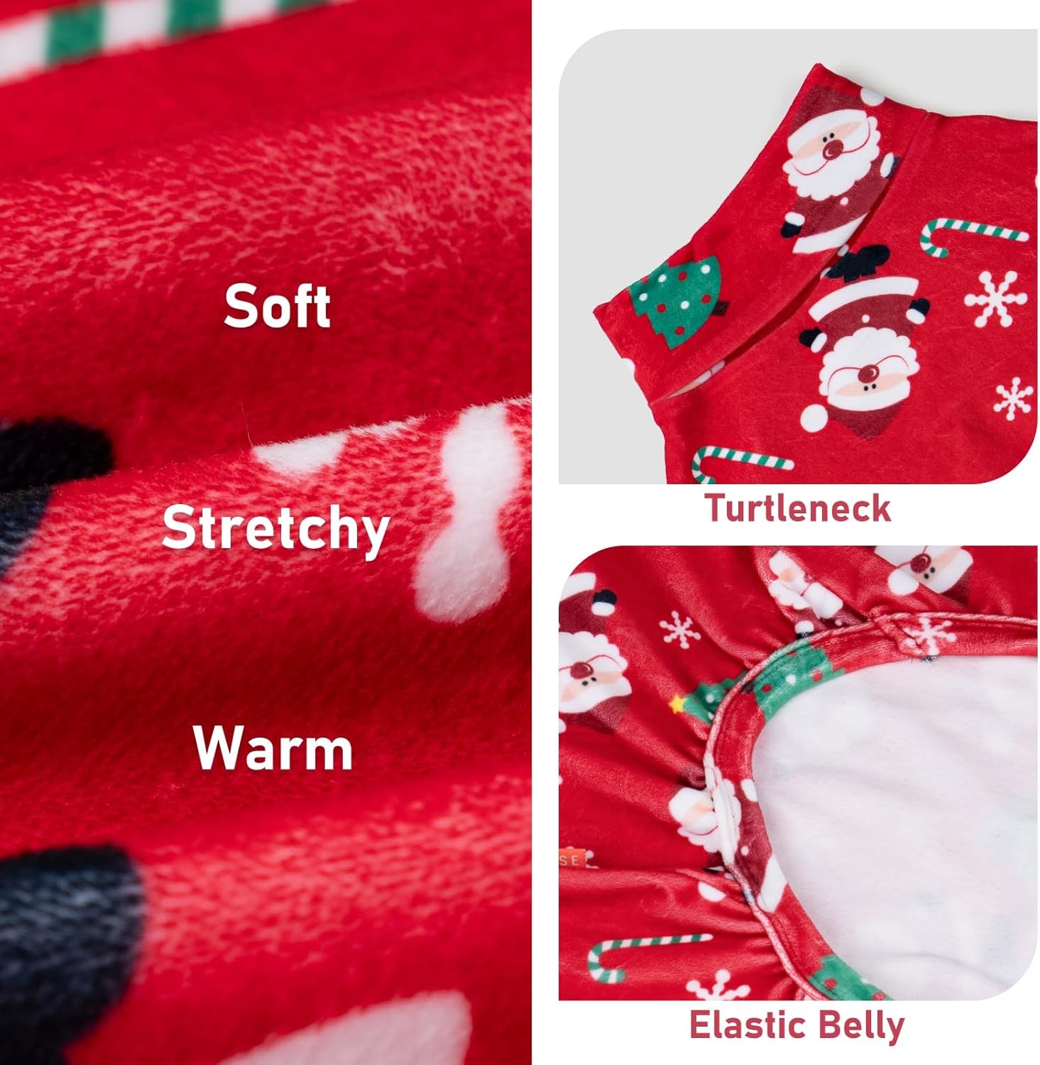 image:imageKYEESE Dog Christmas Pajamas Turtleneck Dog Pajamas for Small Dogs Soft Velvet Holiday Pet Onesie with 4 Legs Lightweight Onesie Cozy Warm Pet Sleepwear Cute Festive Doggie Outfit Medium02 Xmas