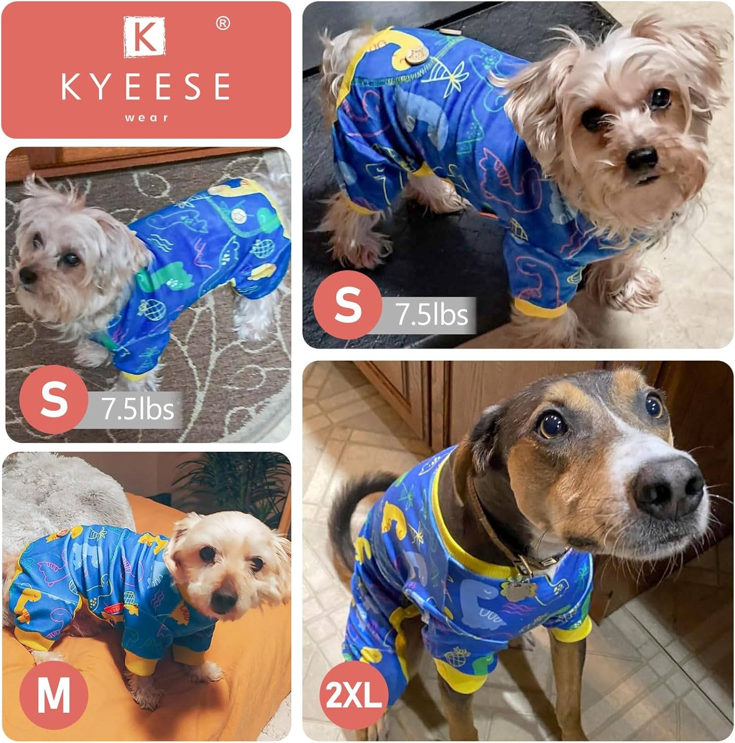 image:imageKYEESE Dog Christmas Pajamas Turtleneck Dog Pajamas for Small Dogs Soft Velvet Holiday Pet Onesie with 4 Legs Lightweight Onesie Cozy Warm Pet Sleepwear Cute Festive Doggie Outfit Medium04 Dinosaur