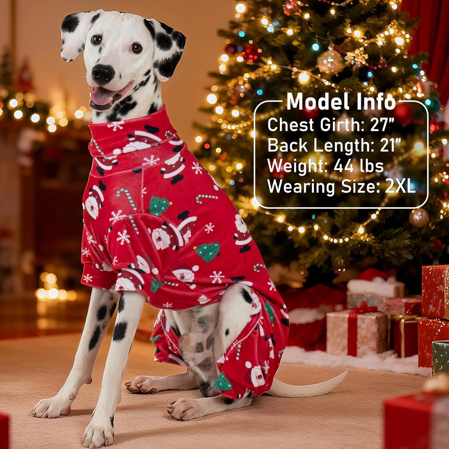 image:imageKYEESE Dog Christmas Pajamas Turtleneck Dog Pajamas for Small Dogs Soft Velvet Holiday Pet Onesie with 4 Legs Lightweight Onesie Cozy Warm Pet Sleepwear Cute Festive Doggie Outfit Medium02 Xmas