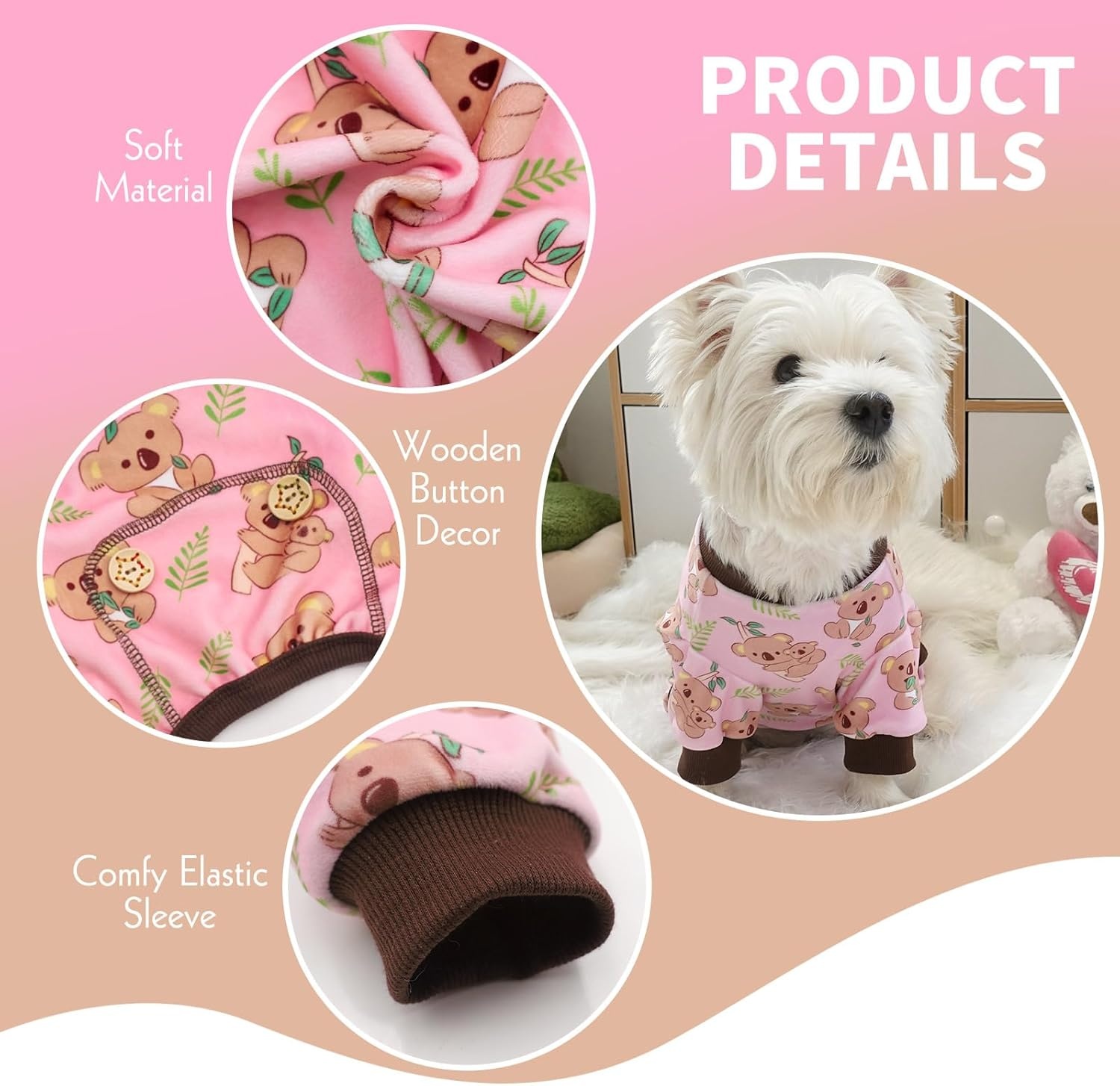 image:imageKYEESE Dog Christmas Pajamas Turtleneck Dog Pajamas for Small Dogs Soft Velvet Holiday Pet Onesie with 4 Legs Lightweight Onesie Cozy Warm Pet Sleepwear Cute Festive Doggie Outfit Medium07 Koala