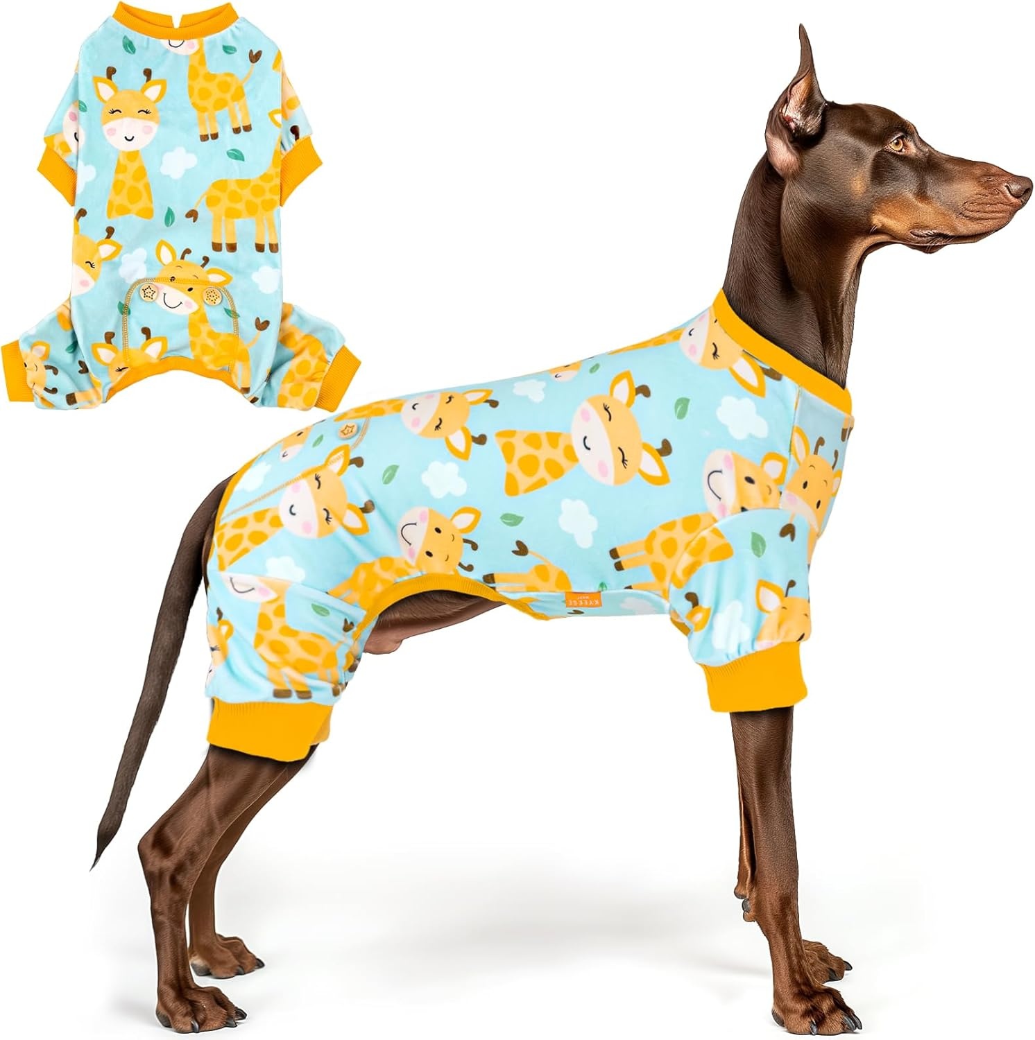 image:imageKYEESE Dog Christmas Pajamas Turtleneck Dog Pajamas for Small Dogs Soft Velvet Holiday Pet Onesie with 4 Legs Lightweight Onesie Cozy Warm Pet Sleepwear Cute Festive Doggie Outfit Medium05 Giraffe