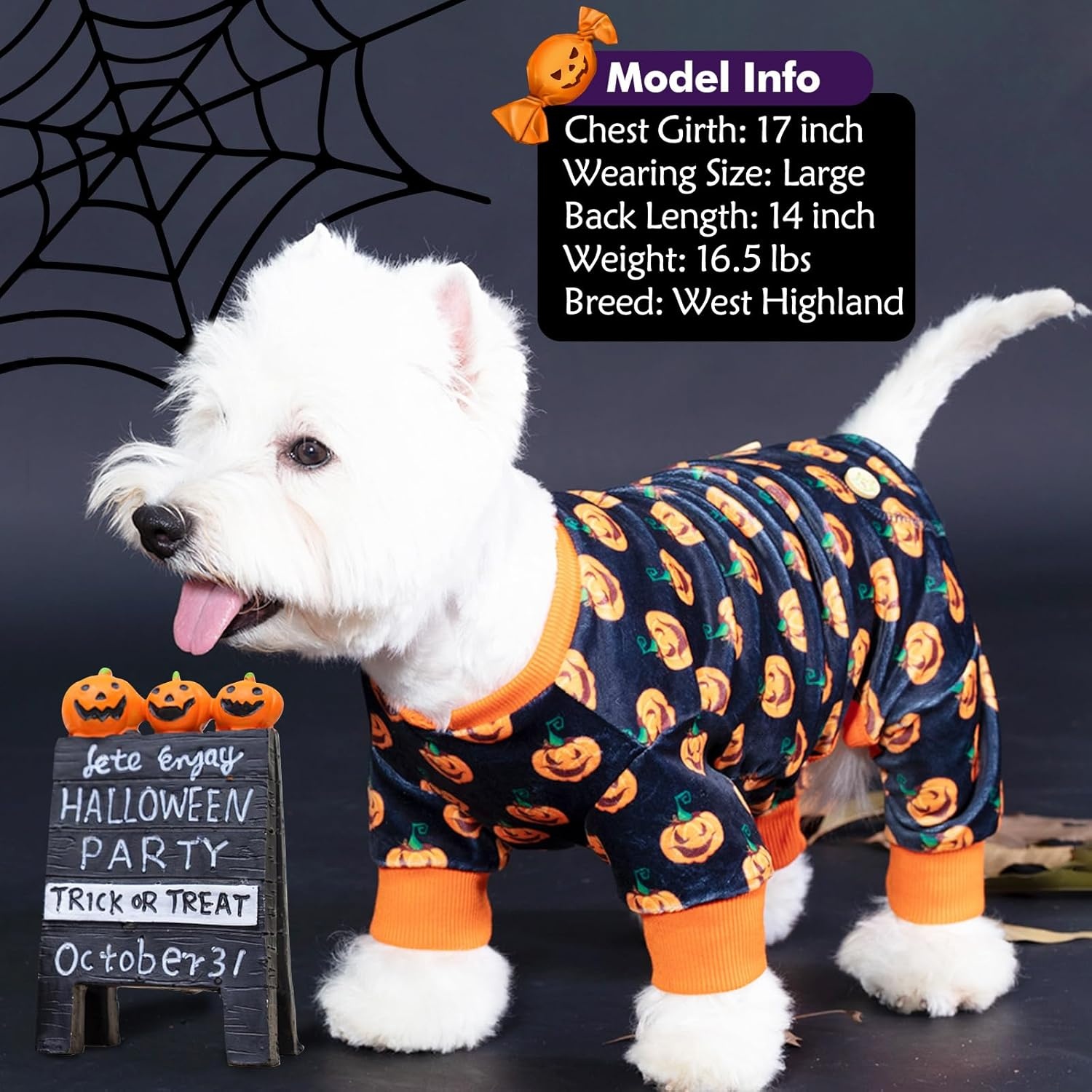 image:imageKYEESE Dog Christmas Pajamas Turtleneck Dog Pajamas for Small Dogs Soft Velvet Holiday Pet Onesie with 4 Legs Lightweight Onesie Cozy Warm Pet Sleepwear Cute Festive Doggie Outfit Medium08 Halloween