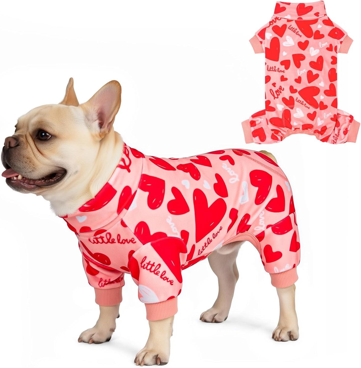 image:imageKYEESE Dog Christmas Pajamas Turtleneck Dog Pajamas for Small Dogs Soft Velvet Holiday Pet Onesie with 4 Legs Lightweight Onesie Cozy Warm Pet Sleepwear Cute Festive Doggie Outfit Medium01 Heart