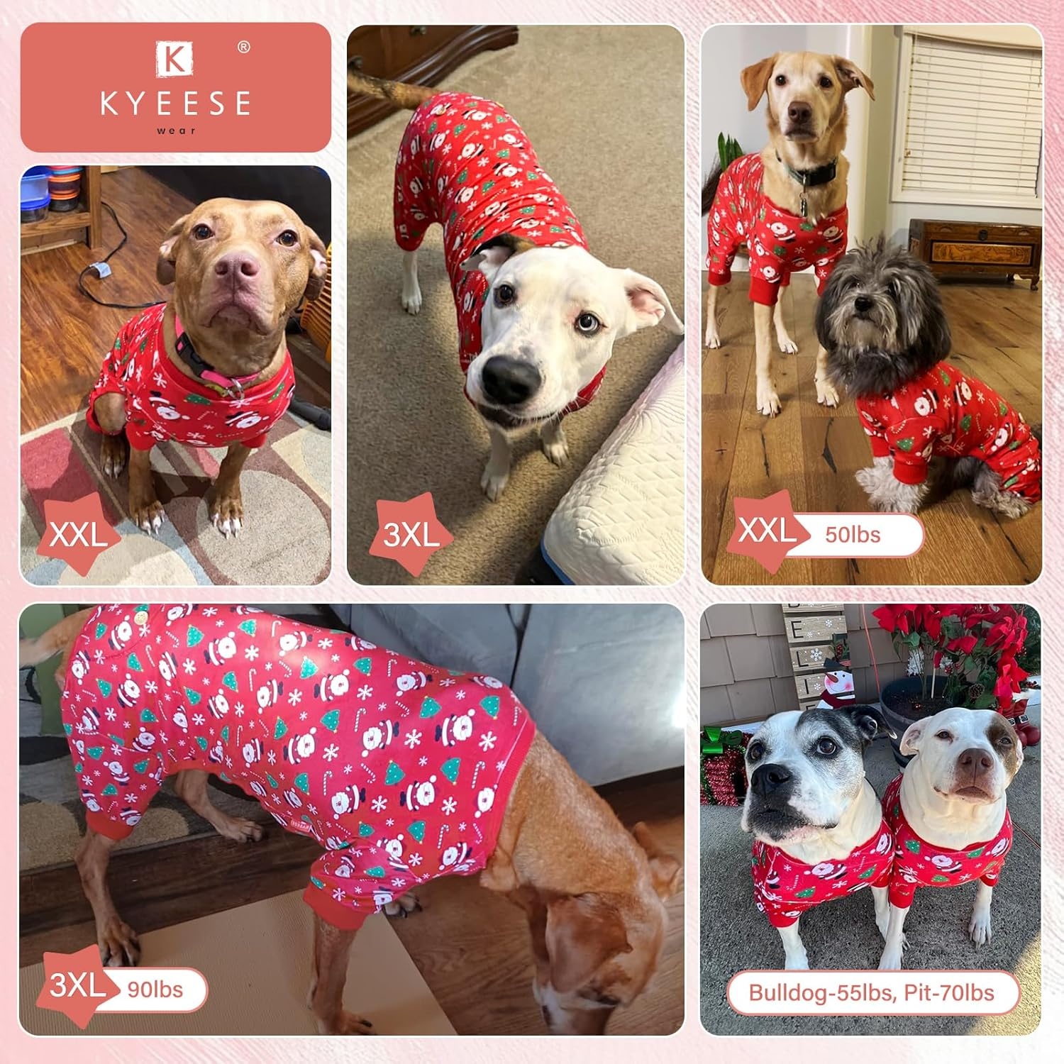 image:imageKYEESE Dog Christmas Pajamas Turtleneck Dog Pajamas for Small Dogs Soft Velvet Holiday Pet Onesie with 4 Legs Lightweight Onesie Cozy Warm Pet Sleepwear Cute Festive Doggie Outfit Medium02 Xmas
